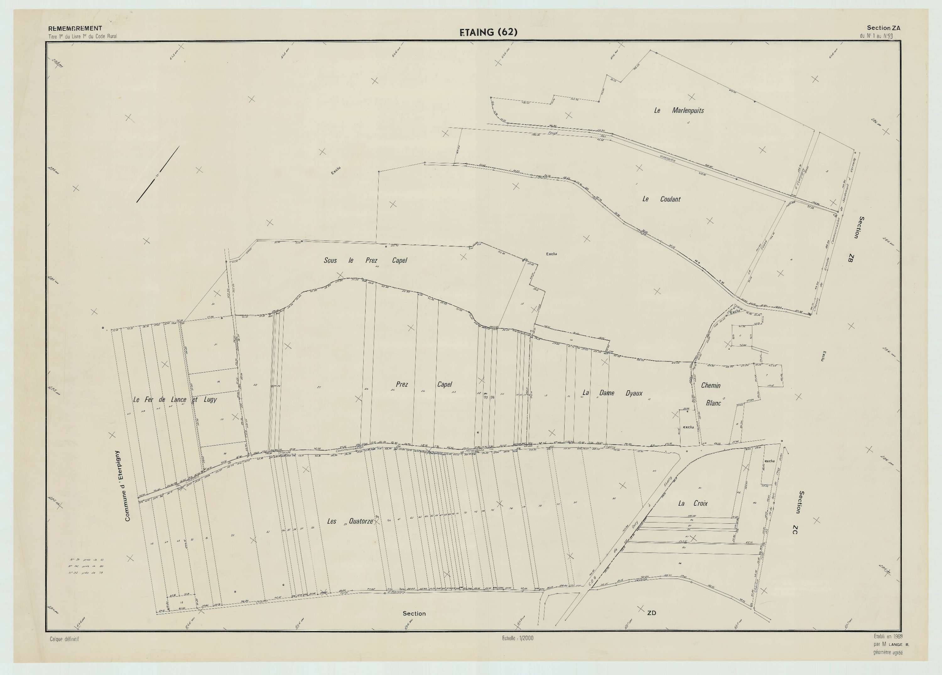 Étaing - Plan de remembrement : section ZA.