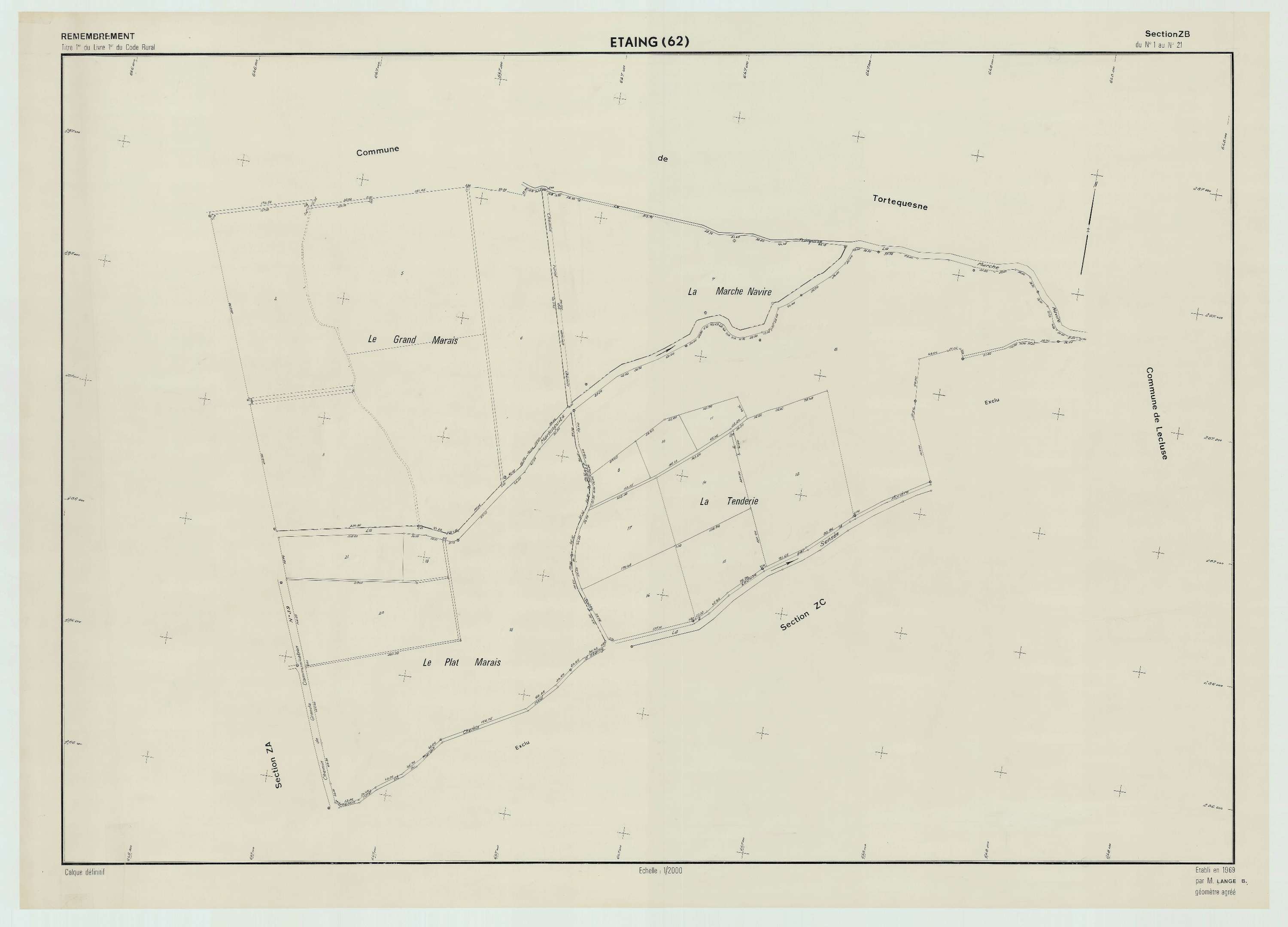 Étaing - Plan de remembrement : section ZB.