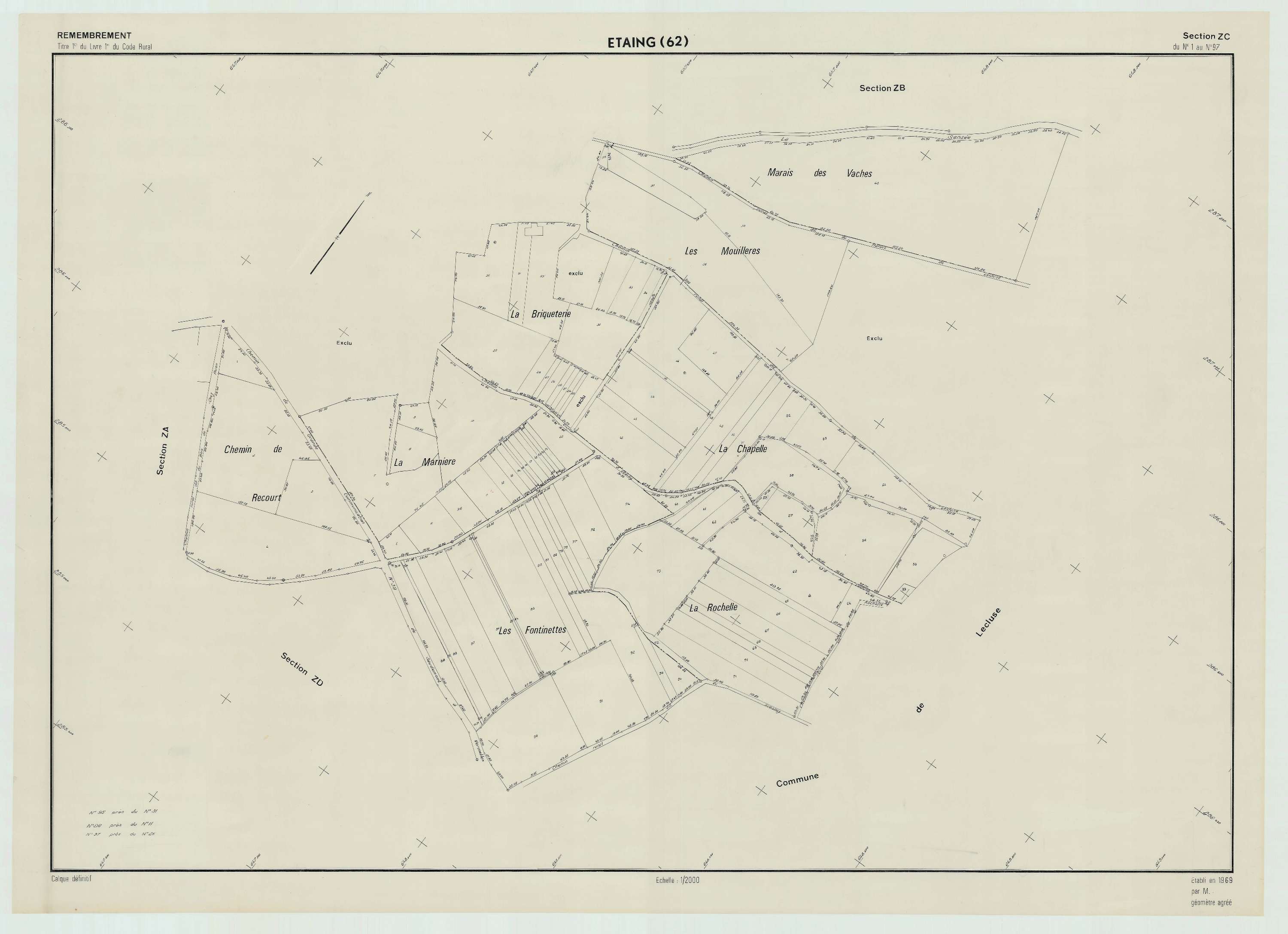 Étaing - Plan de remembrement : section ZC.