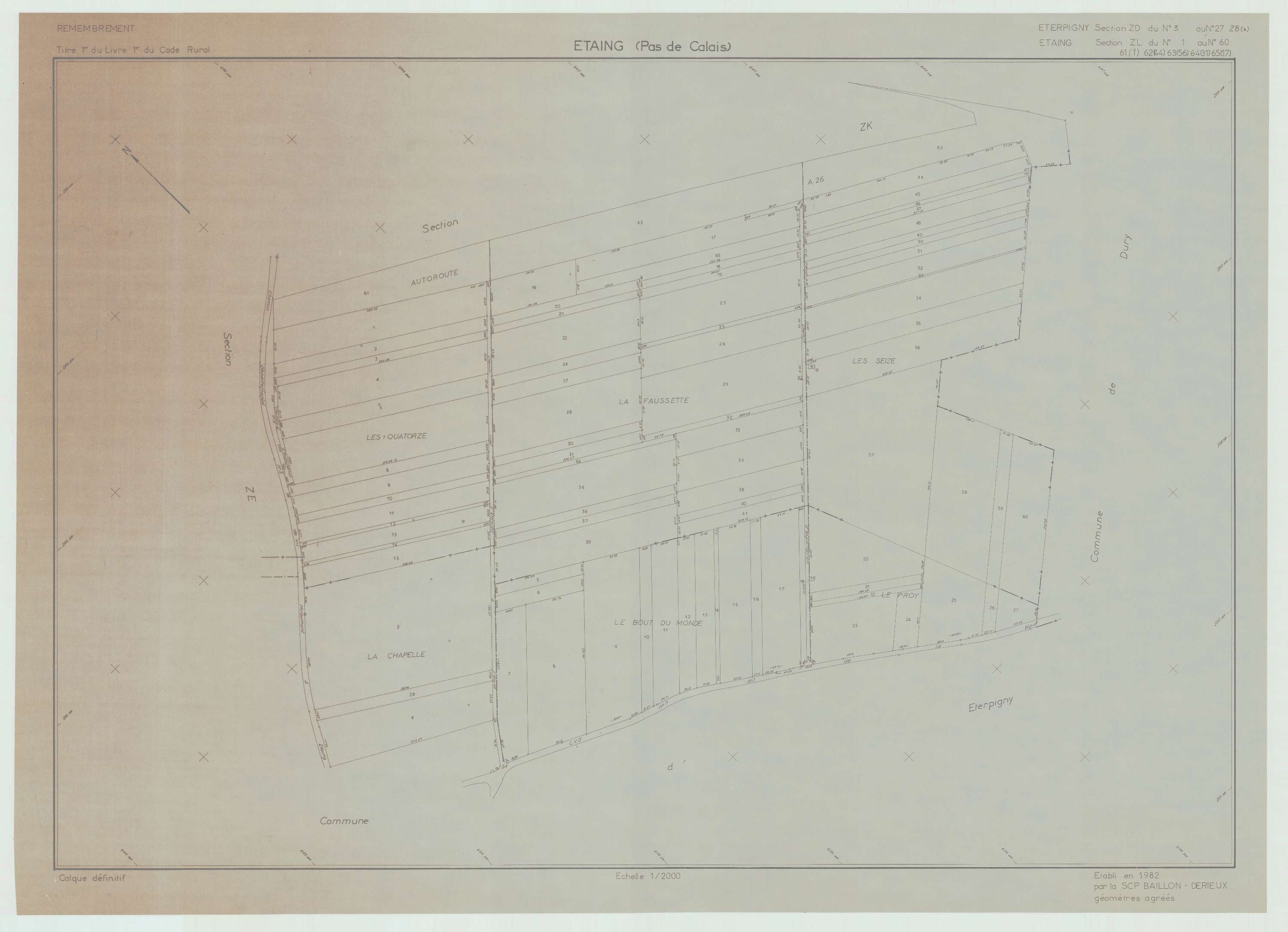 Étaing - Plan de remembrement : section ZL.