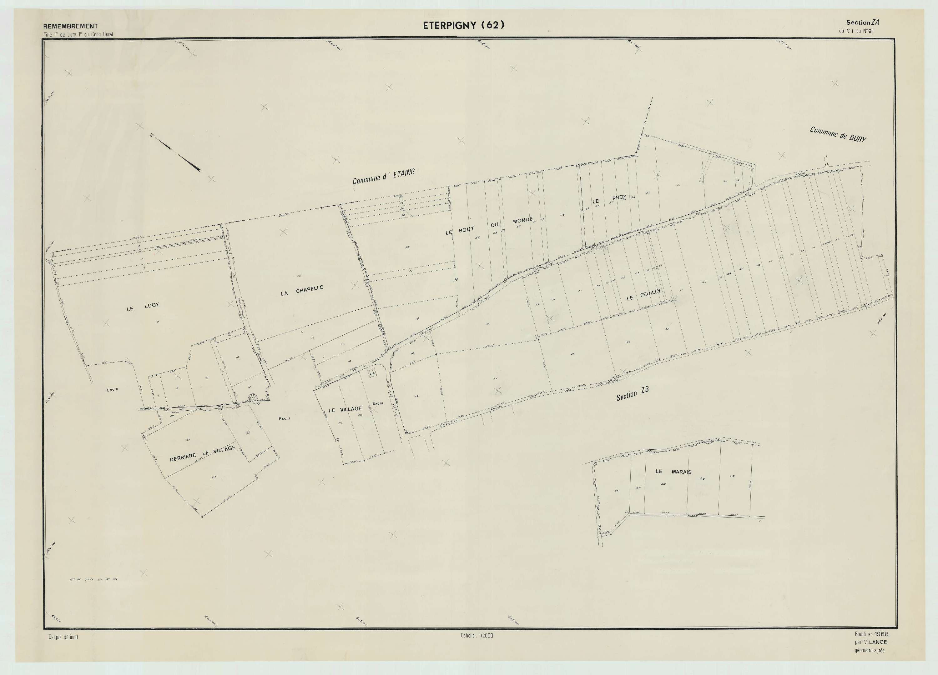 Éterpigny - Plan de remembrement : section ZA.