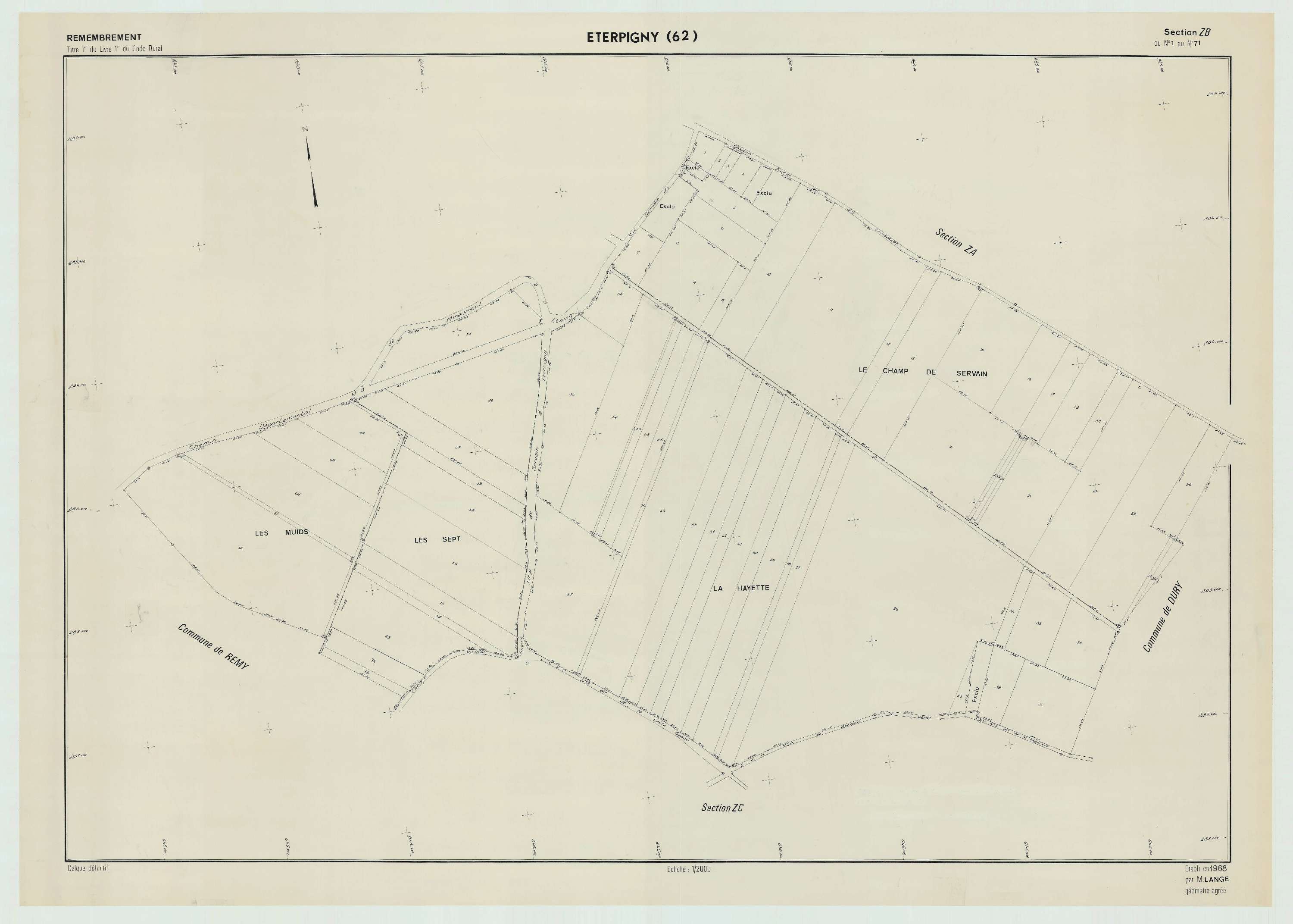 Éterpigny - Plan de remembrement : section ZB.