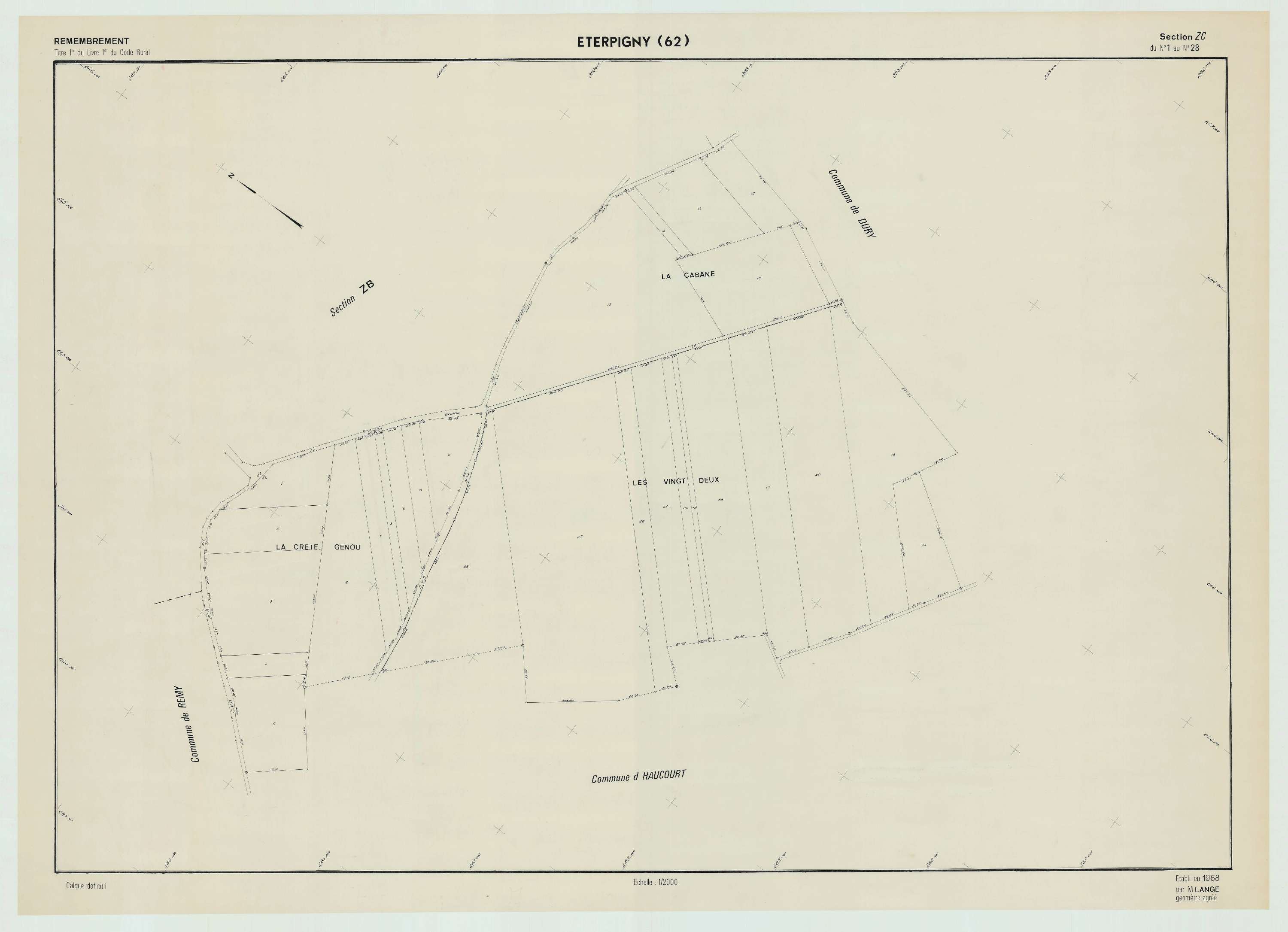 Éterpigny - Plan de remembrement : section ZC.