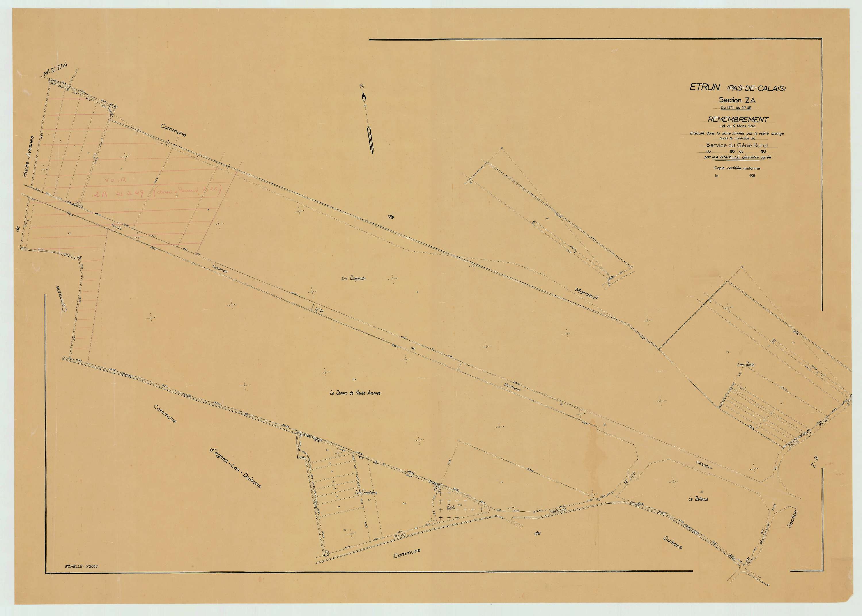 Étrun - Plan de remembrement : section ZA.