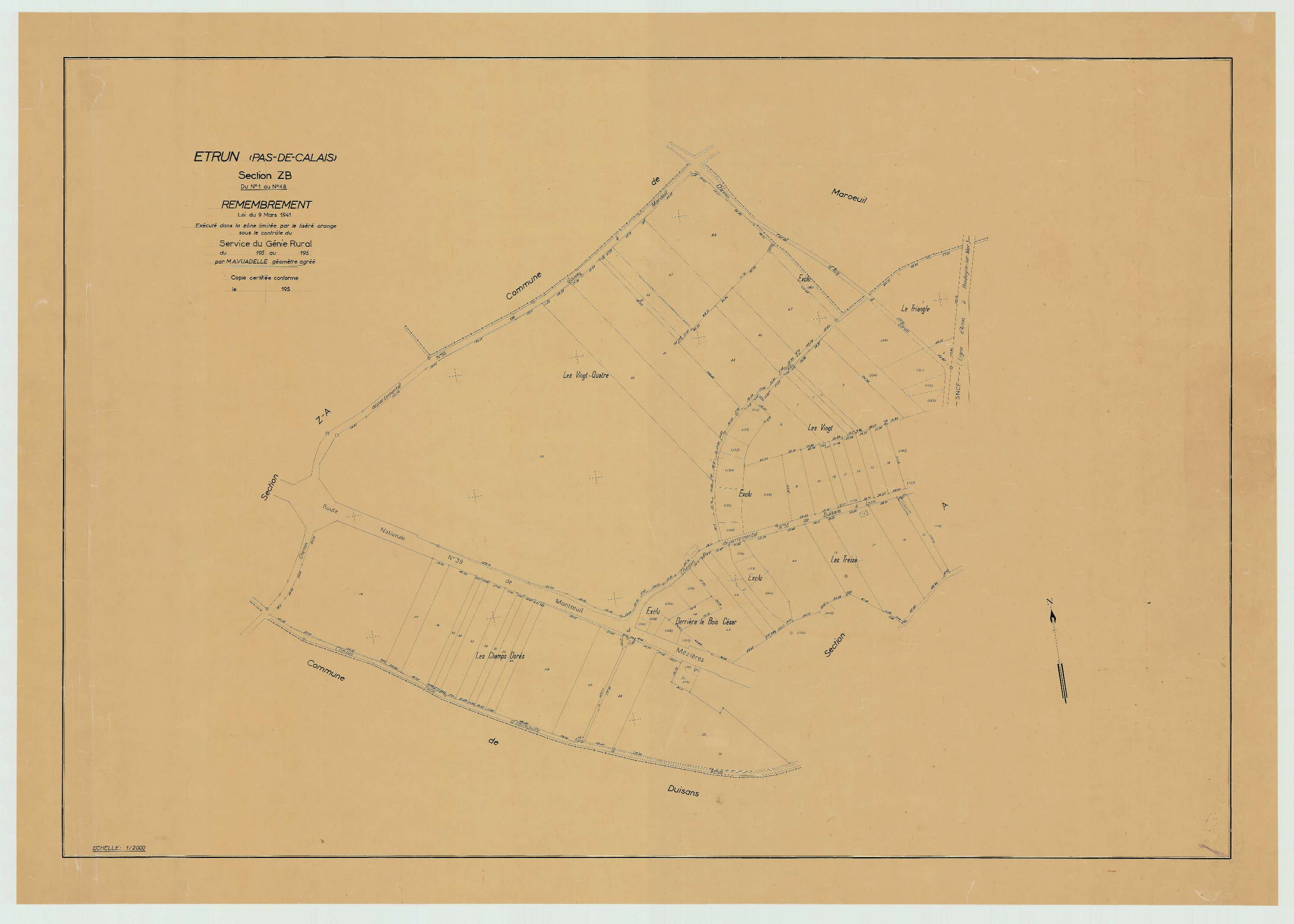 Étrun - Plan de remembrement : section ZB.