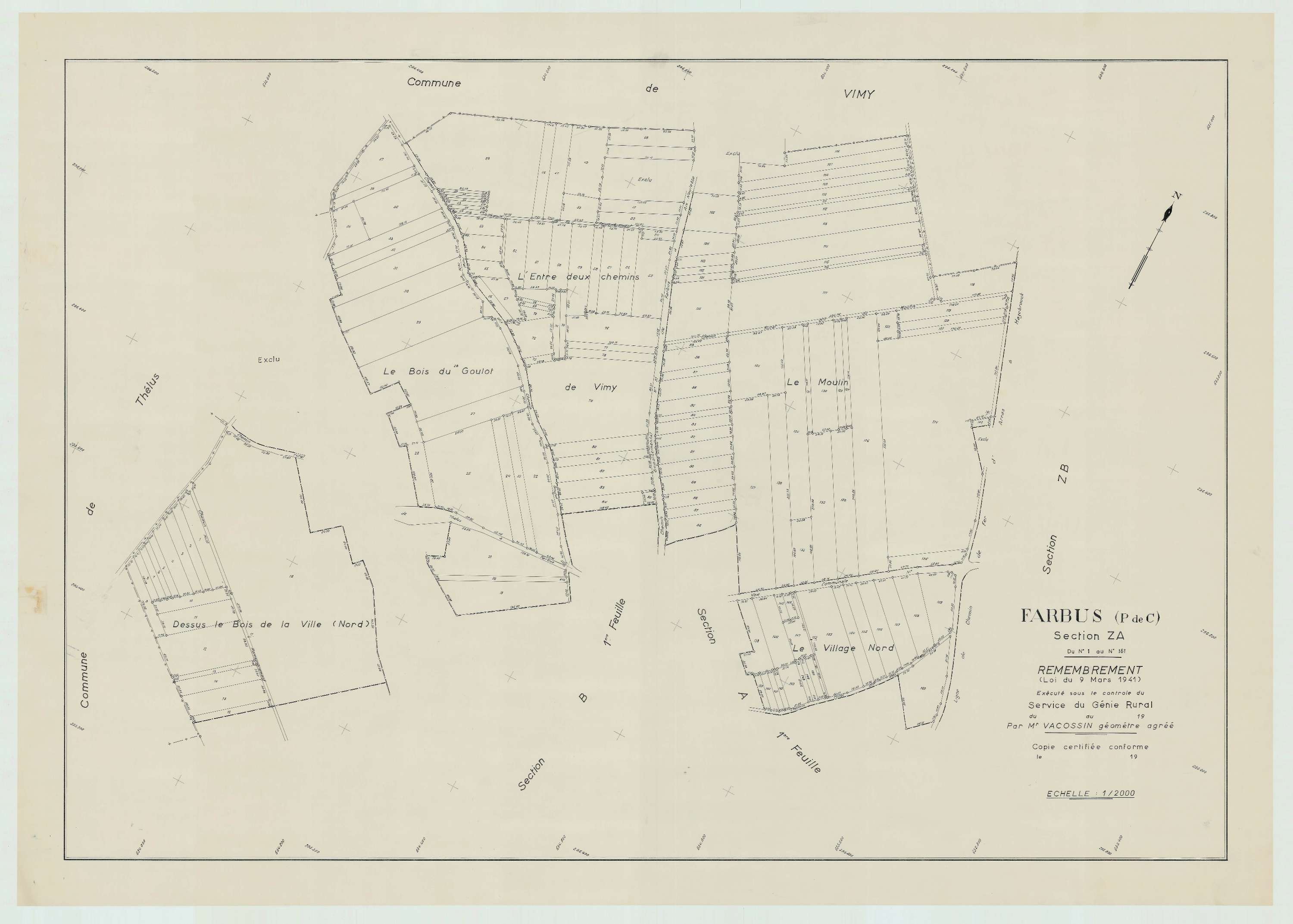 Farbus - Plan de remembrement : section ZA.