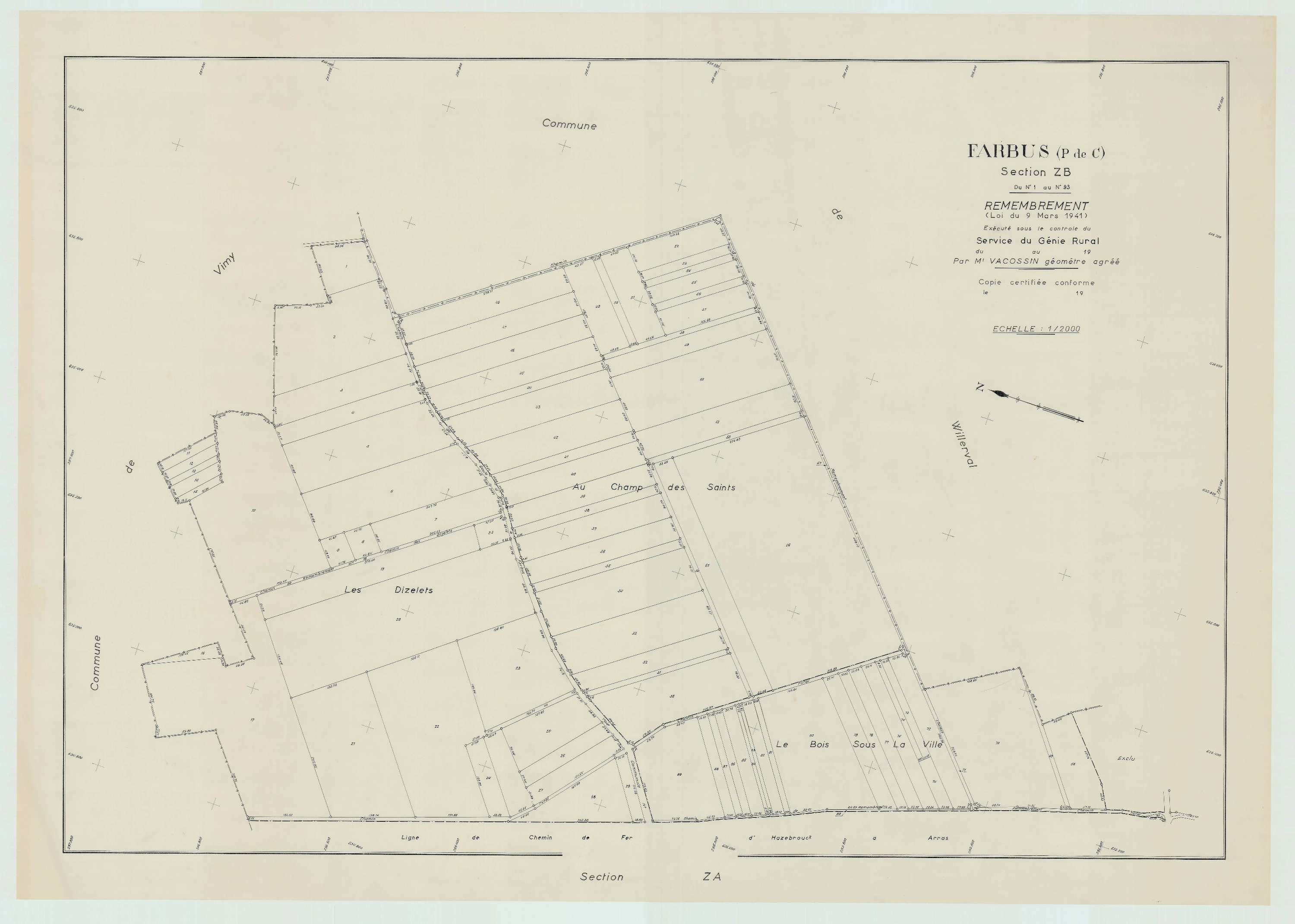 Farbus - Plan de remembrement : section ZB.