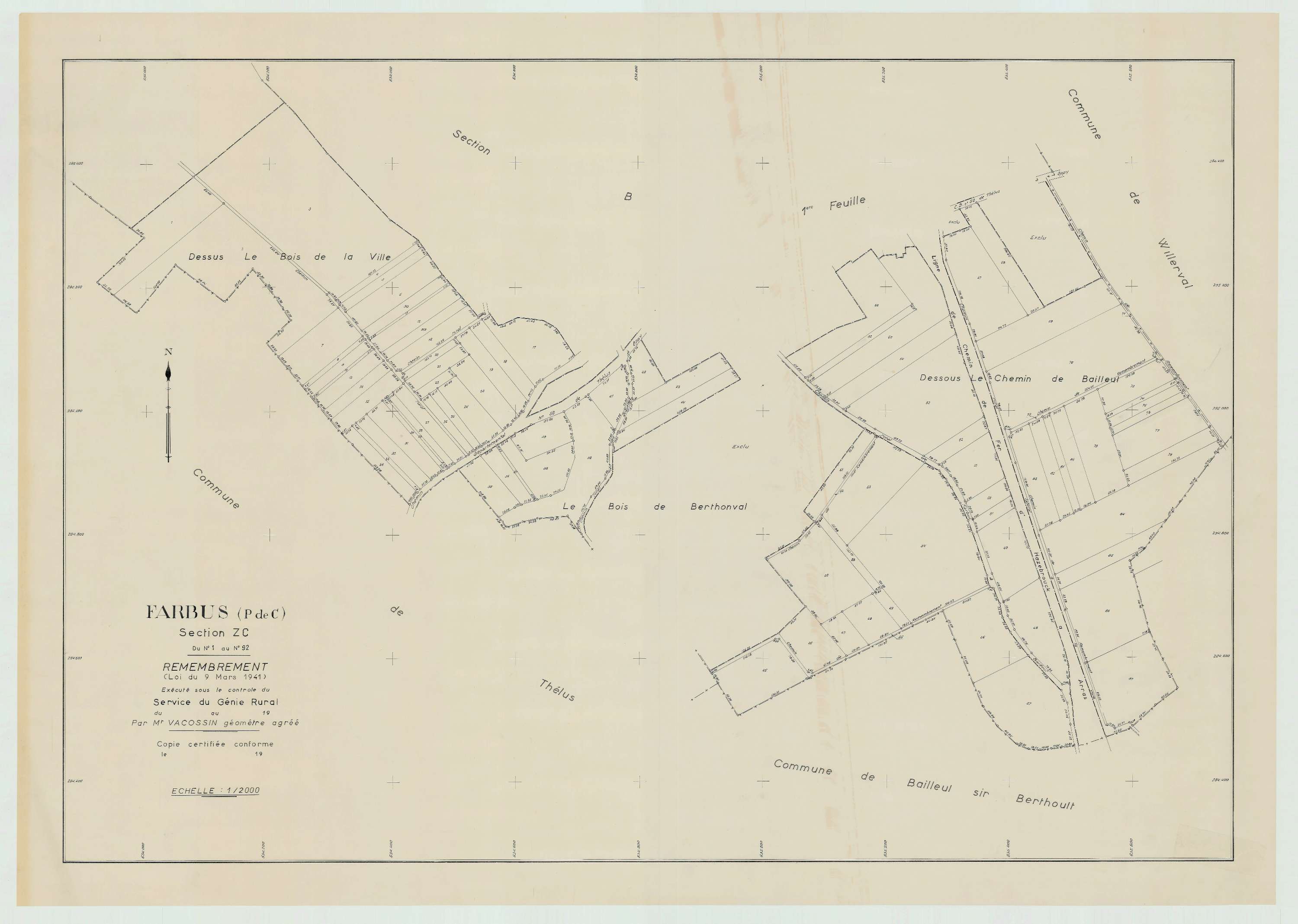 Farbus - Plan de remembrement : section ZC.