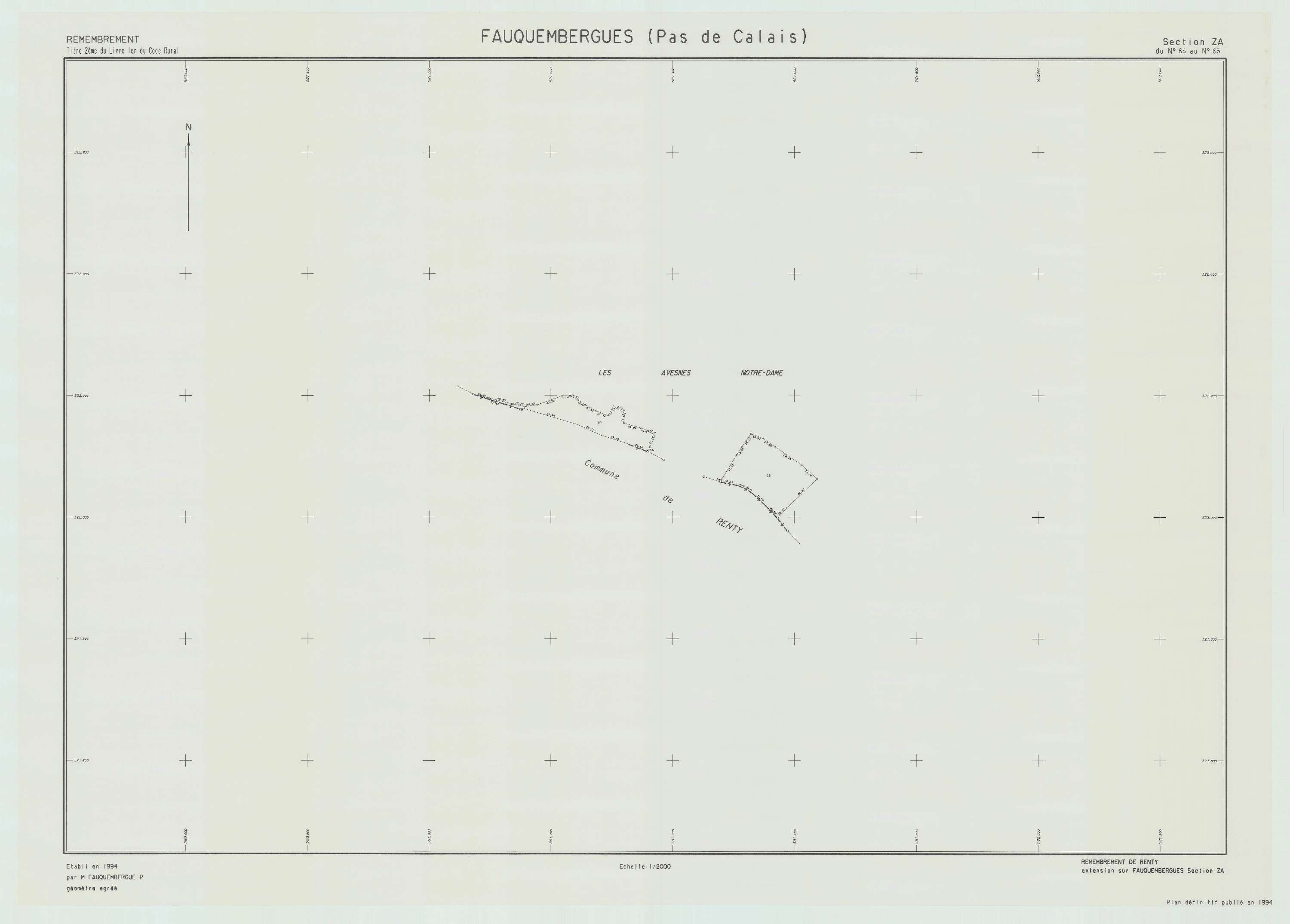 Fauquembergues - Plan de remembrement : section ZA.