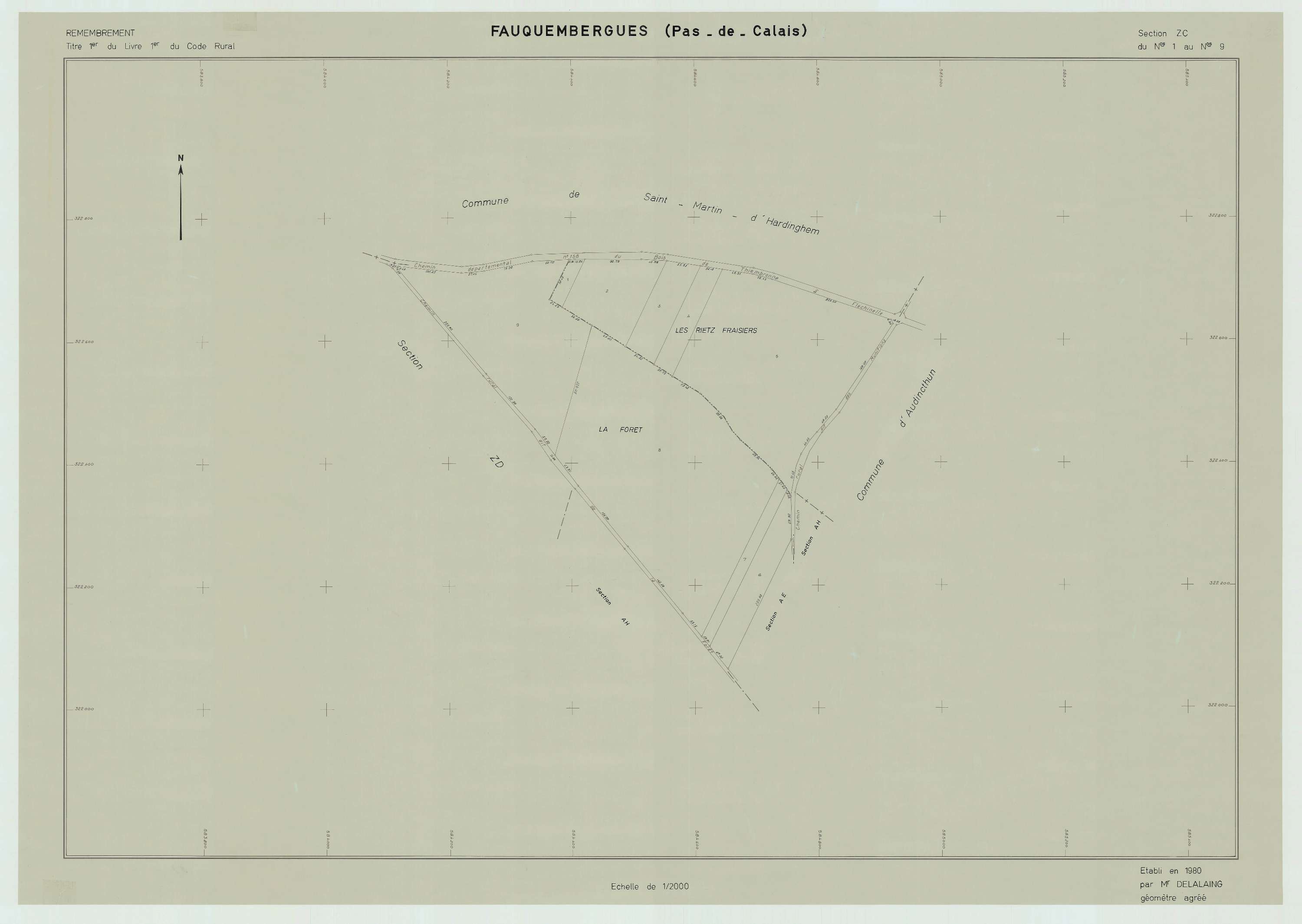 Fauquembergues - Plan de remembrement : section ZC.
