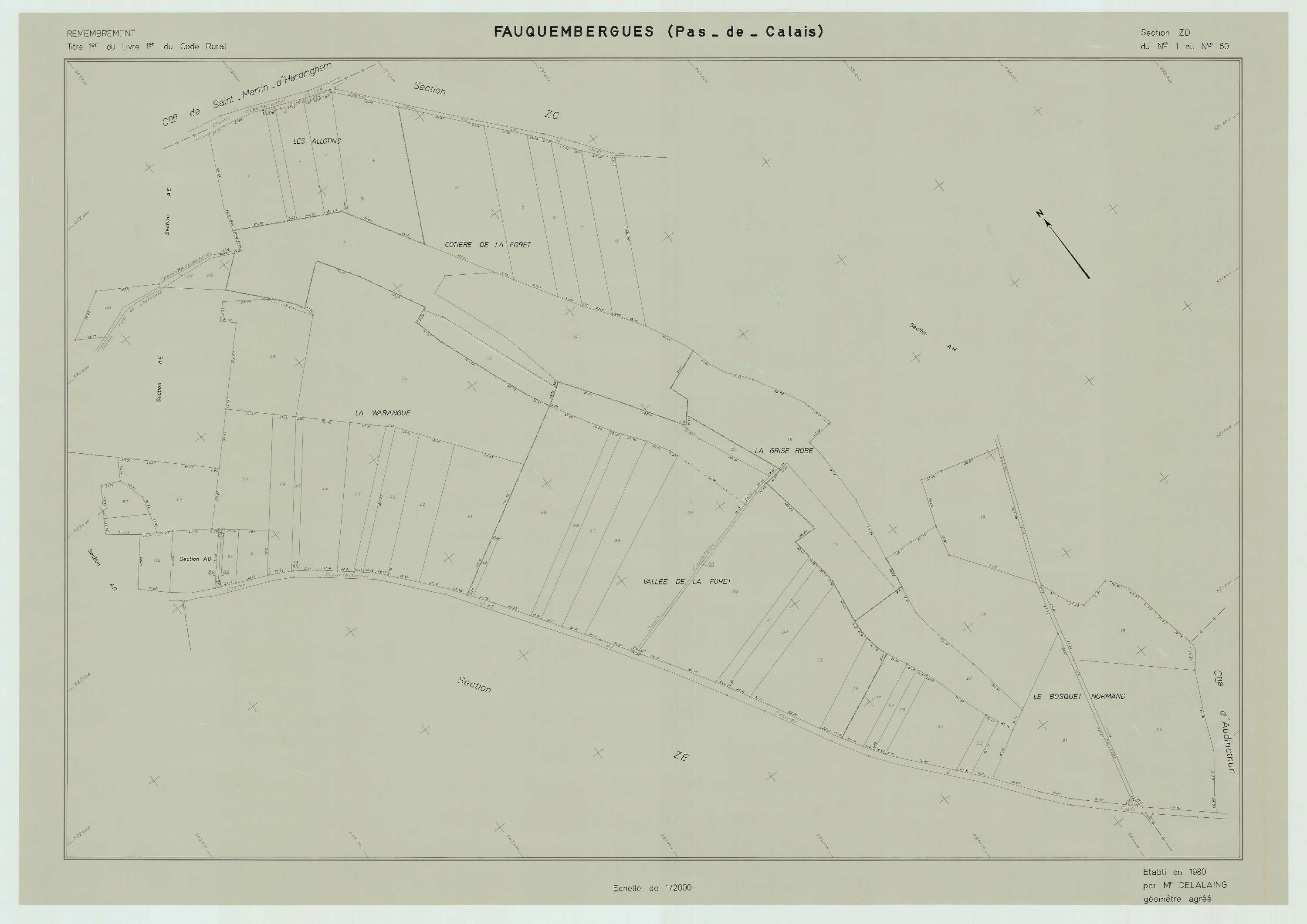 Fauquembergues - Plan de remembrement : section ZD.
