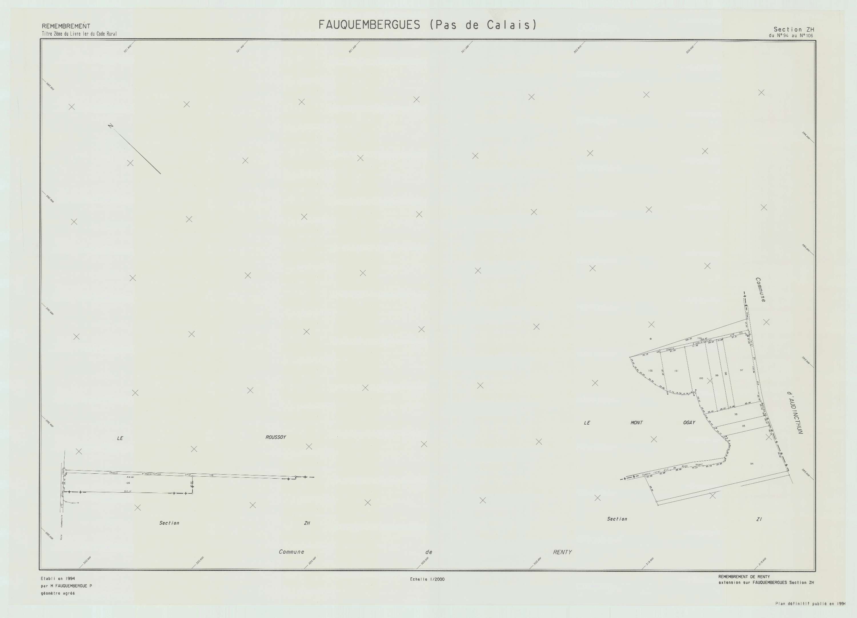 Fauquembergues - Plan de remembrement : section ZH.