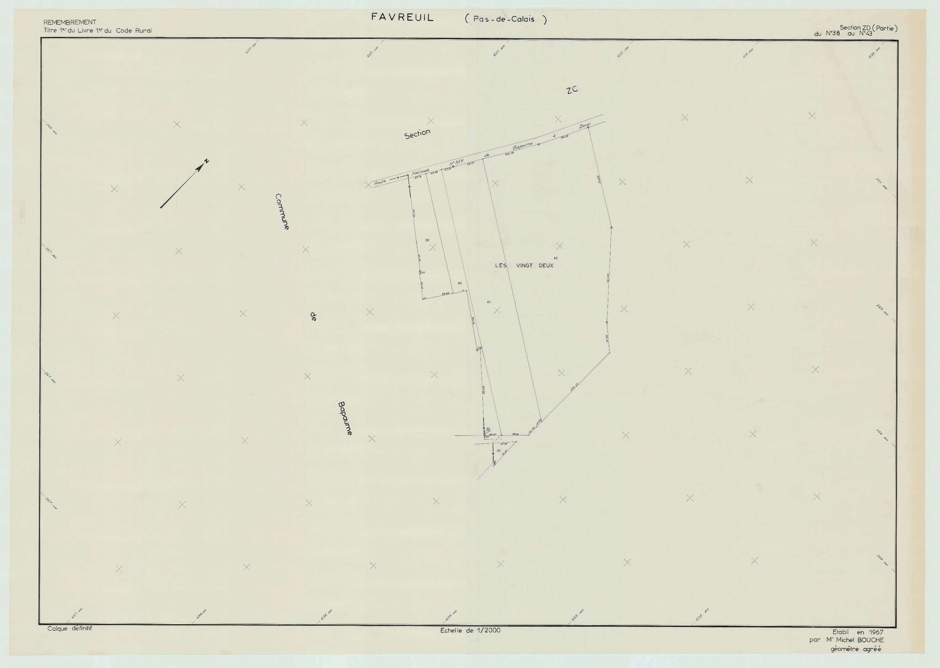 Favreuil - Plan de remembrement : section ZD.