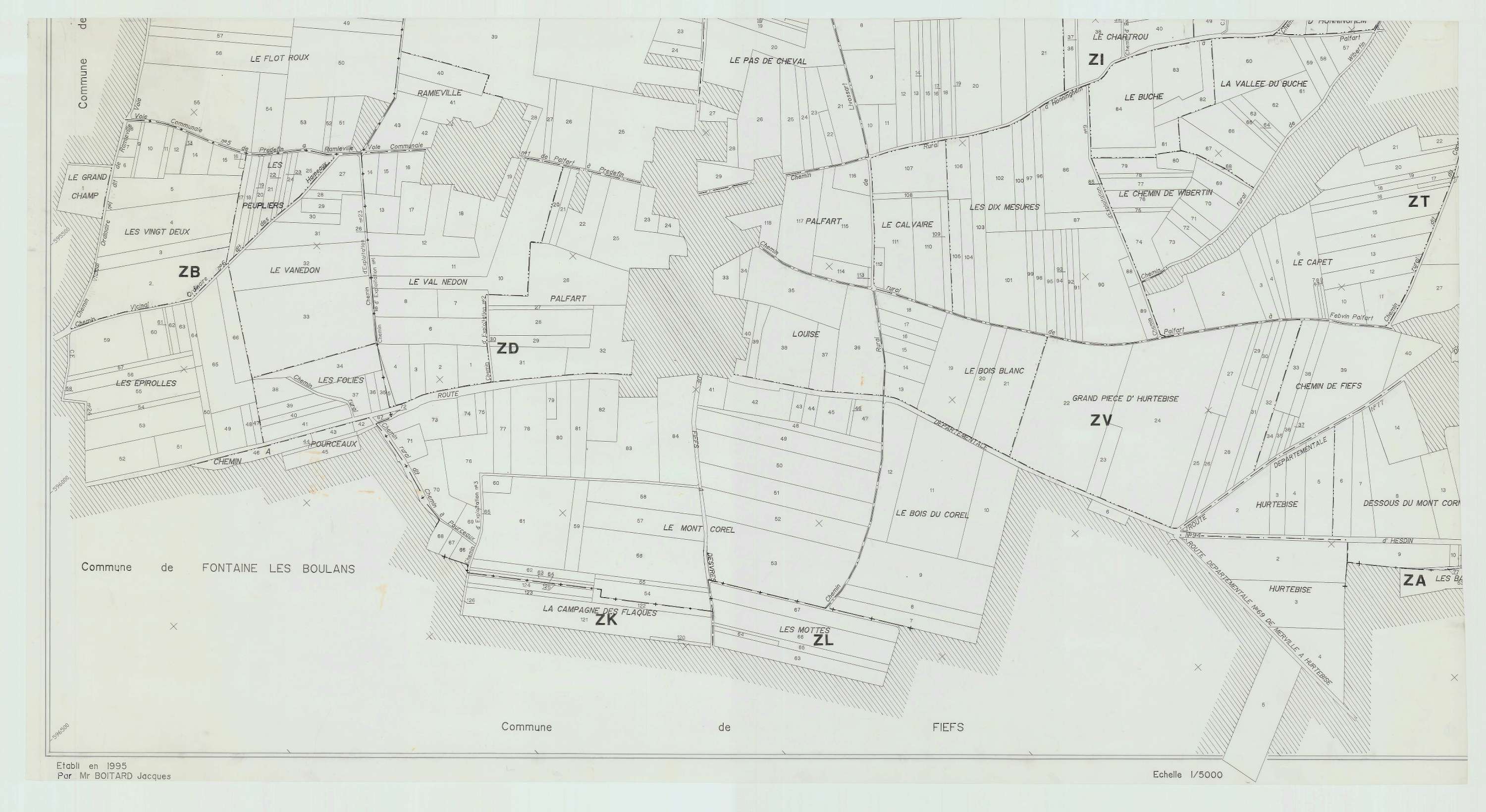 Febvin-Palfart - Plan cadastral : tableau d'assemblage postérieur au remembrement.
