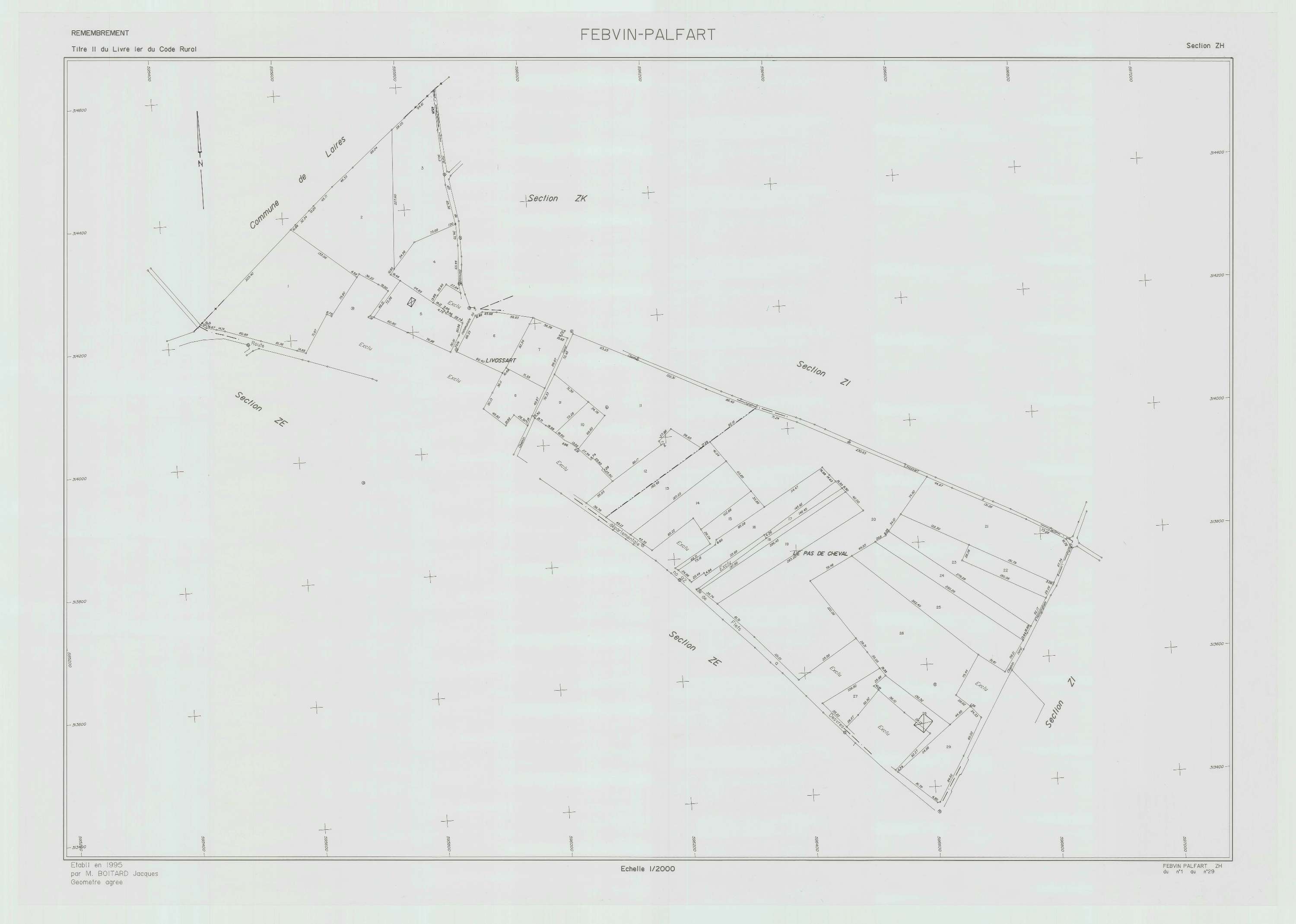 Febvin-Palfart - Plan de remembrement : section ZH.