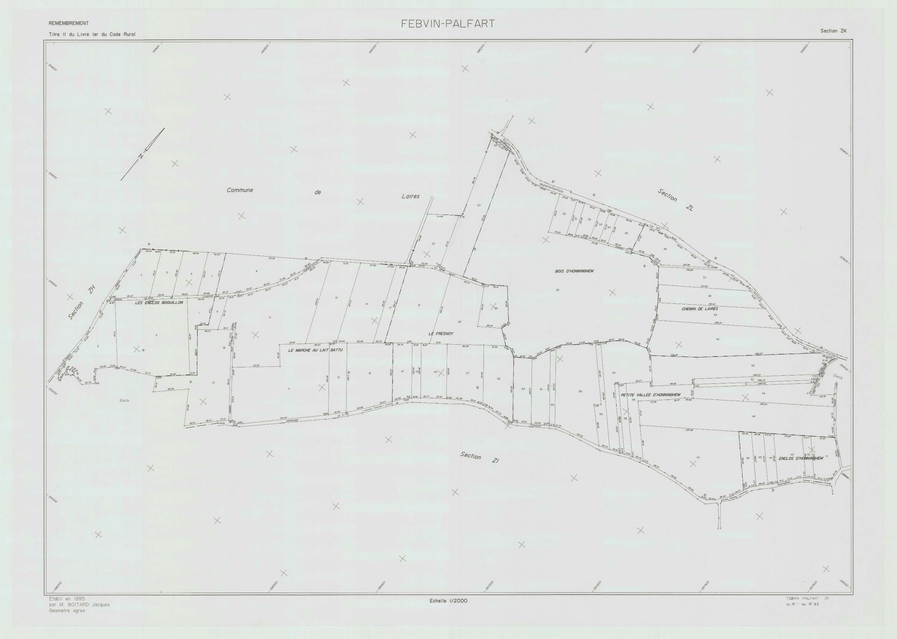 Febvin-Palfart - Plan de remembrement : section ZKZ.