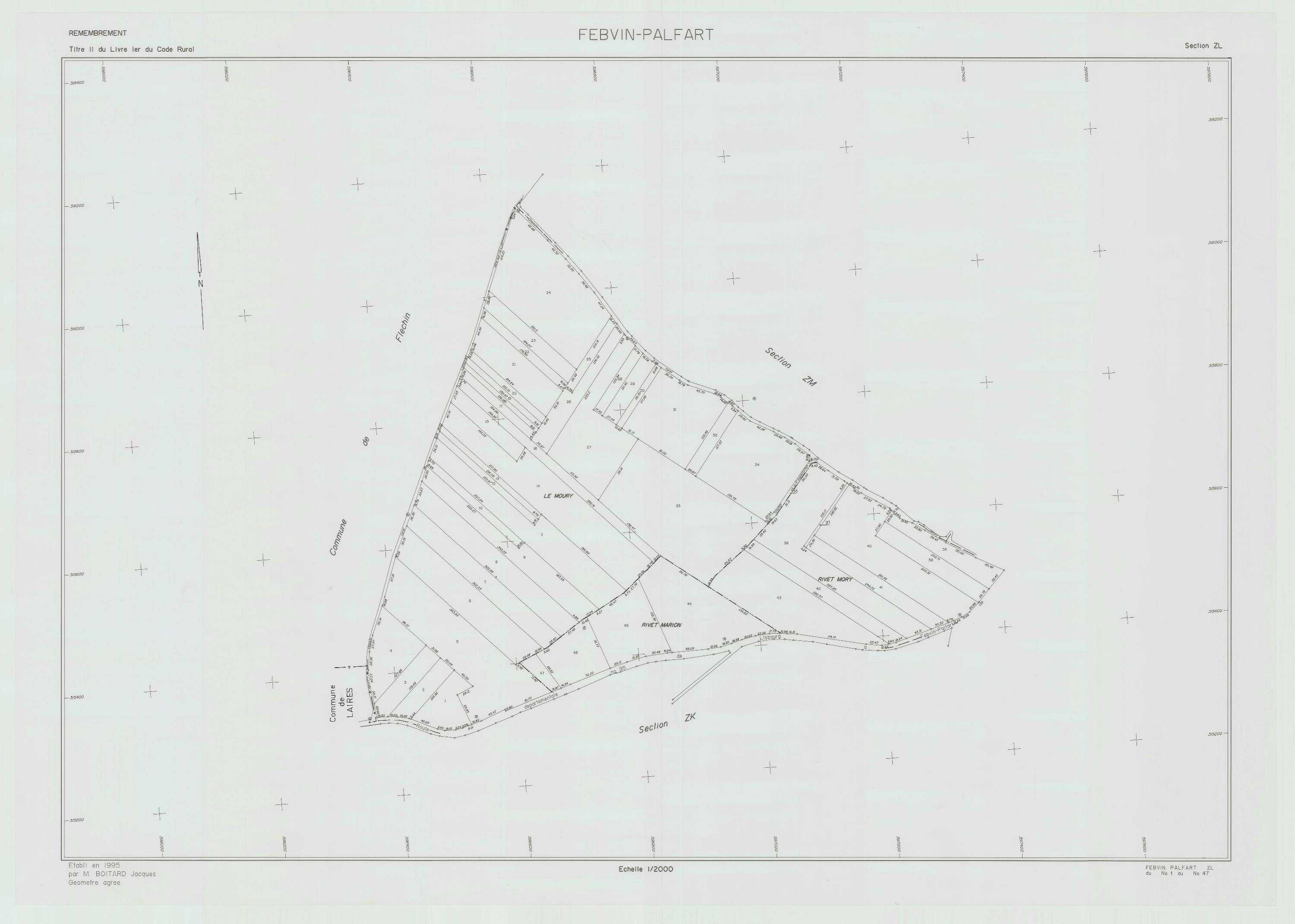 Febvin-Palfart - Plan de remembrement : section ZL.