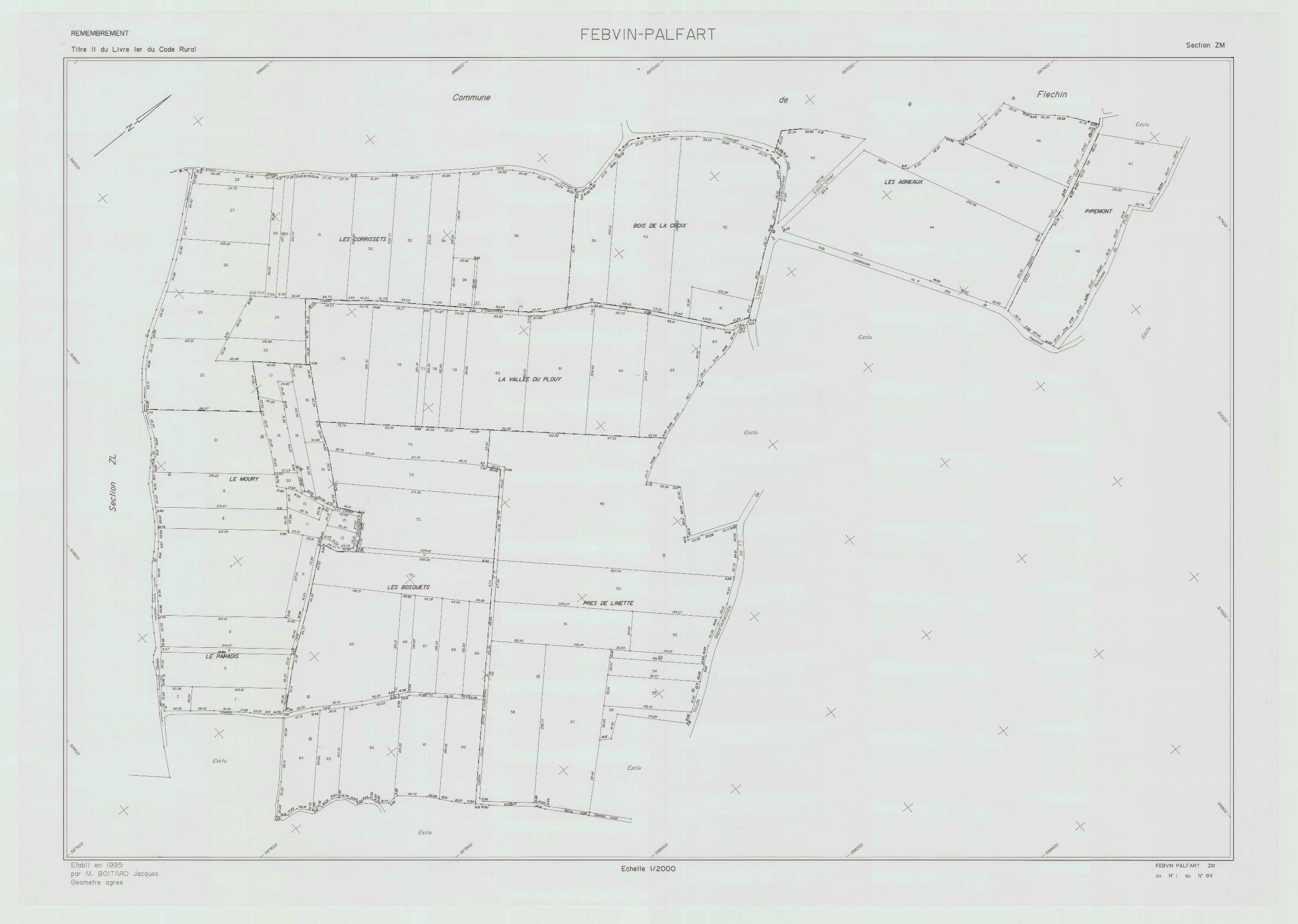 Febvin-Palfart - Plan de remembrement : section ZM.