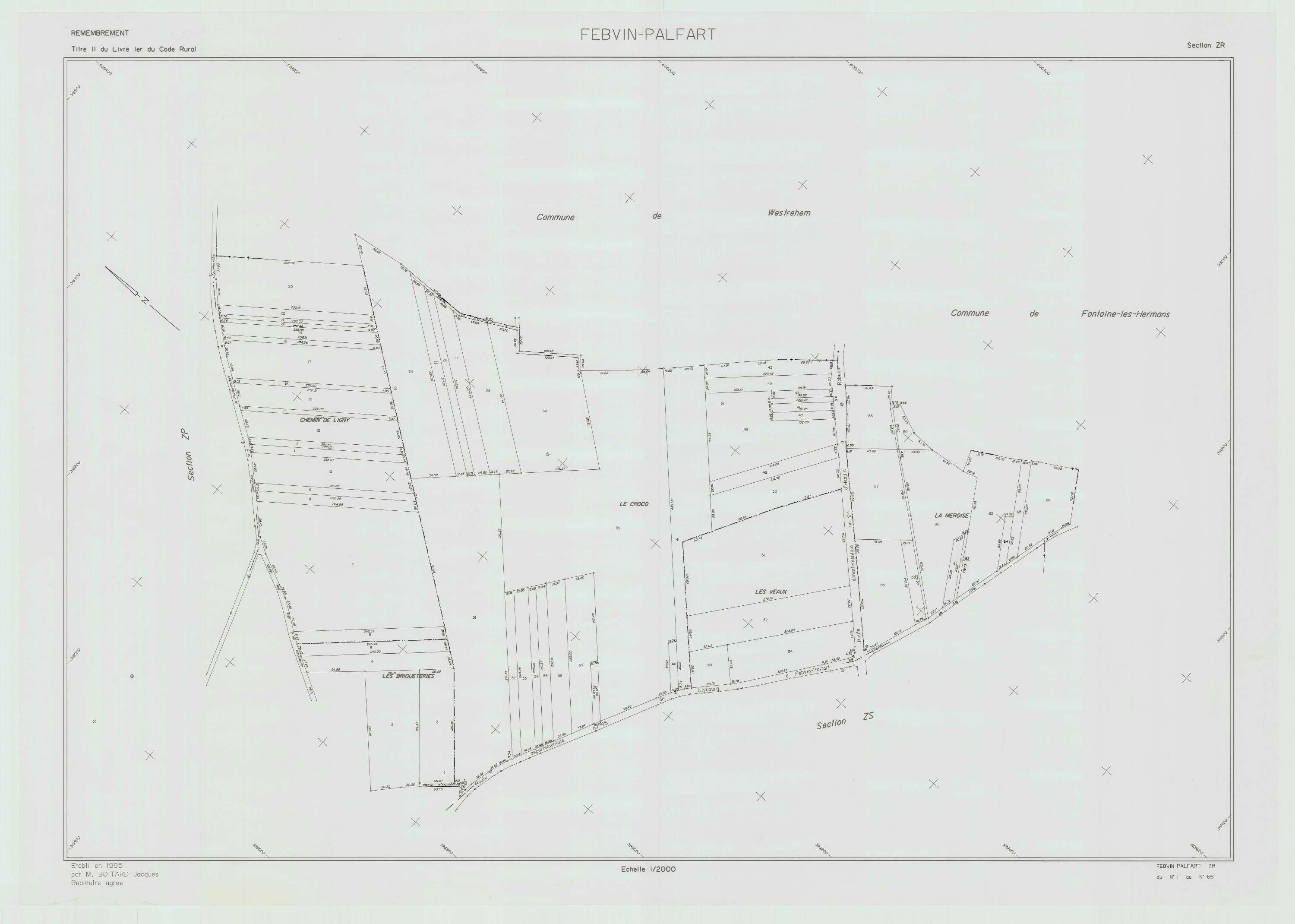 Febvin-Palfart - Plan de remembrement : section ZR.