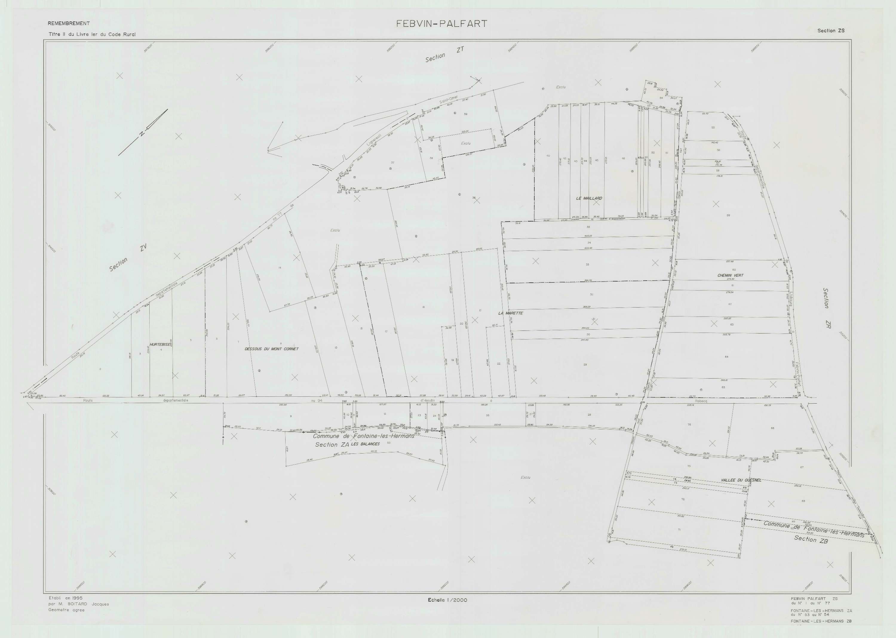 Febvin-Palfart - Plan de remembrement : section ZS.