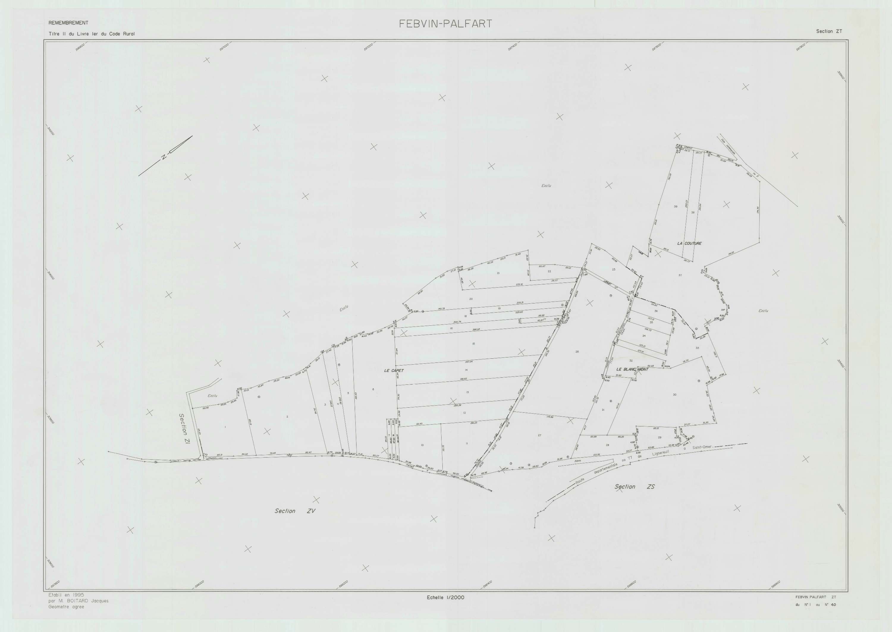 Febvin-Palfart - Plan de remembrement : section ZT.