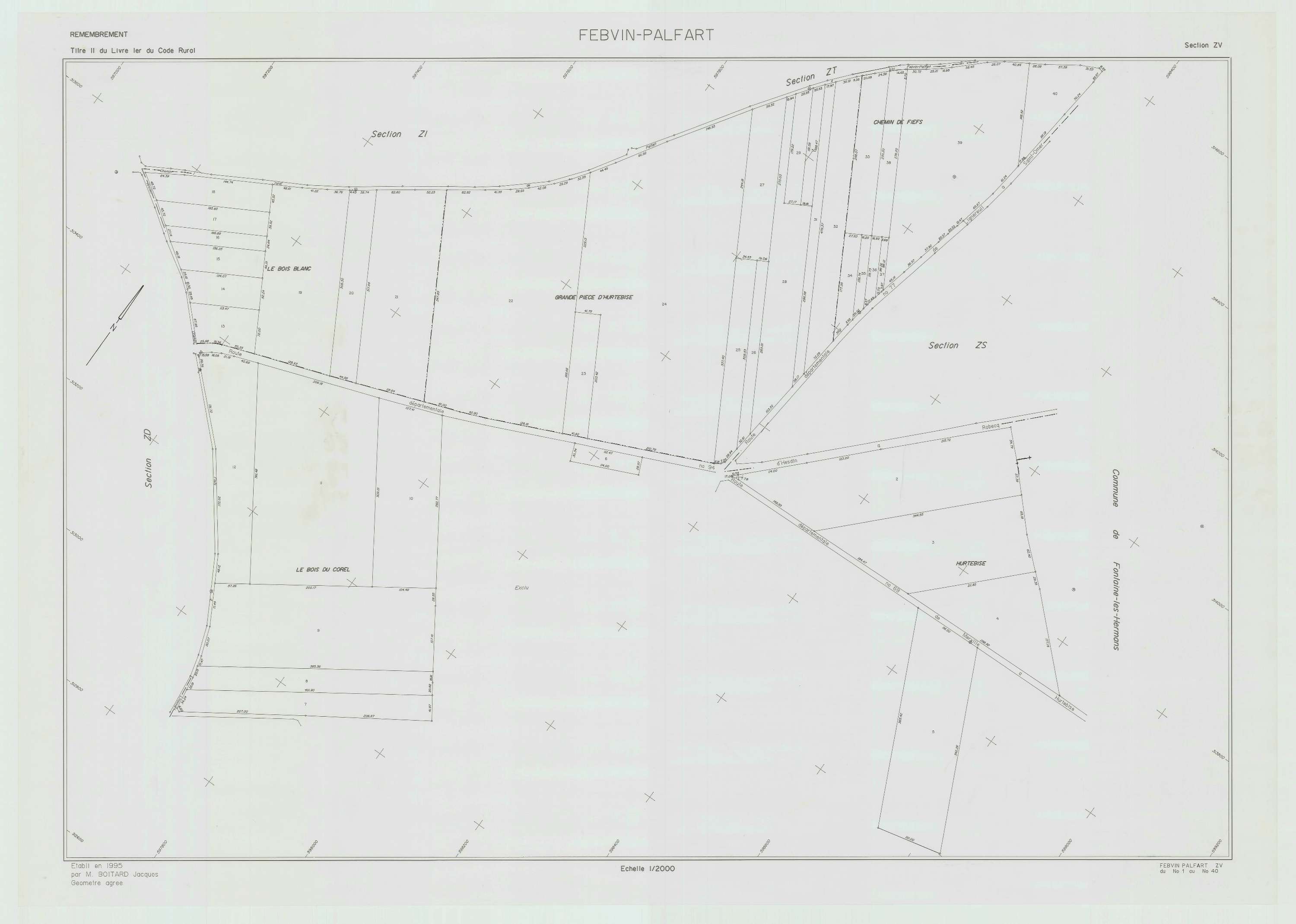 Febvin-Palfart - Plan de remembrement : section ZV.