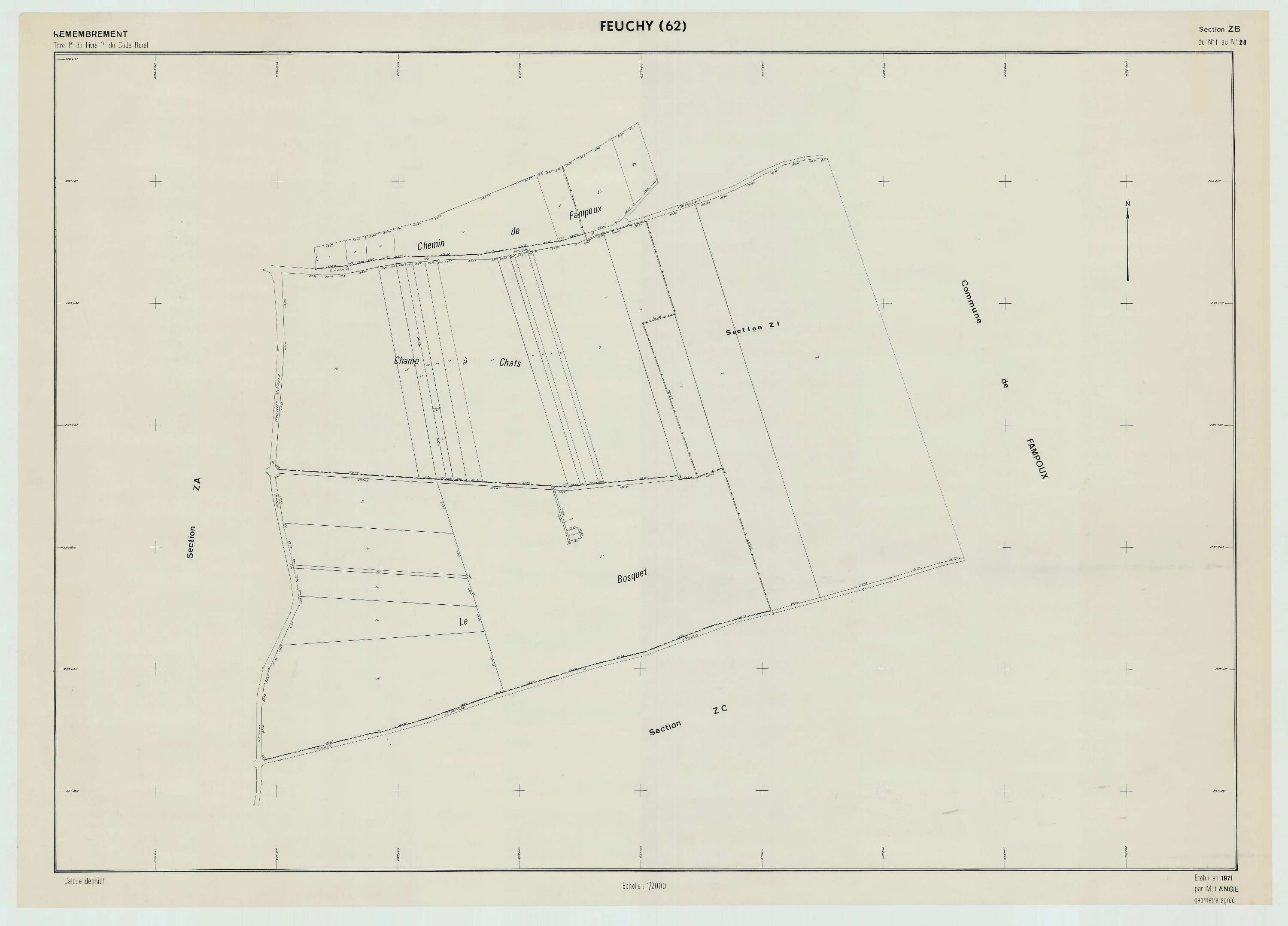 Feuchy - Plan de remembrement : section ZB.