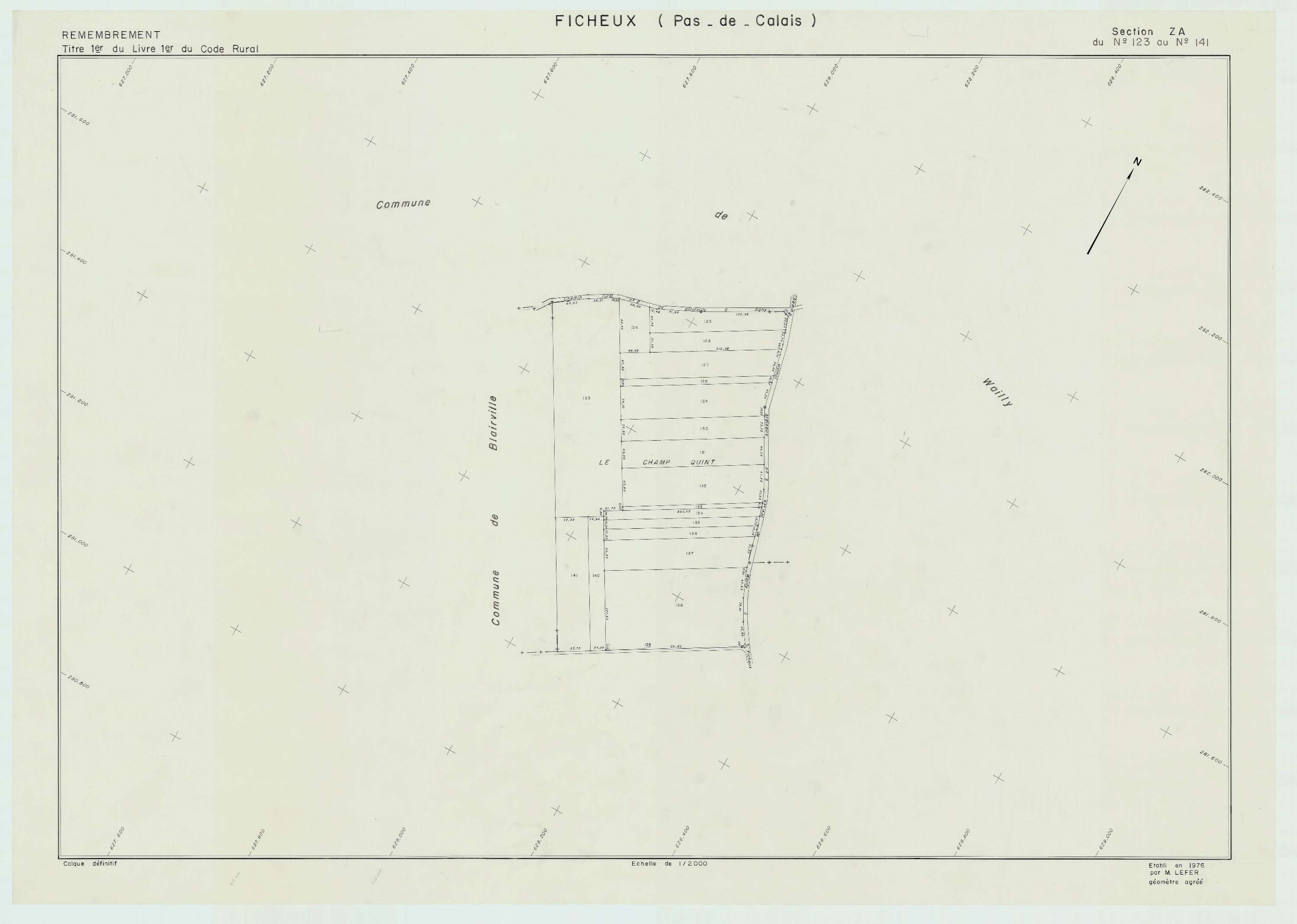 Ficheux - Plan de remembrement : section ZA.