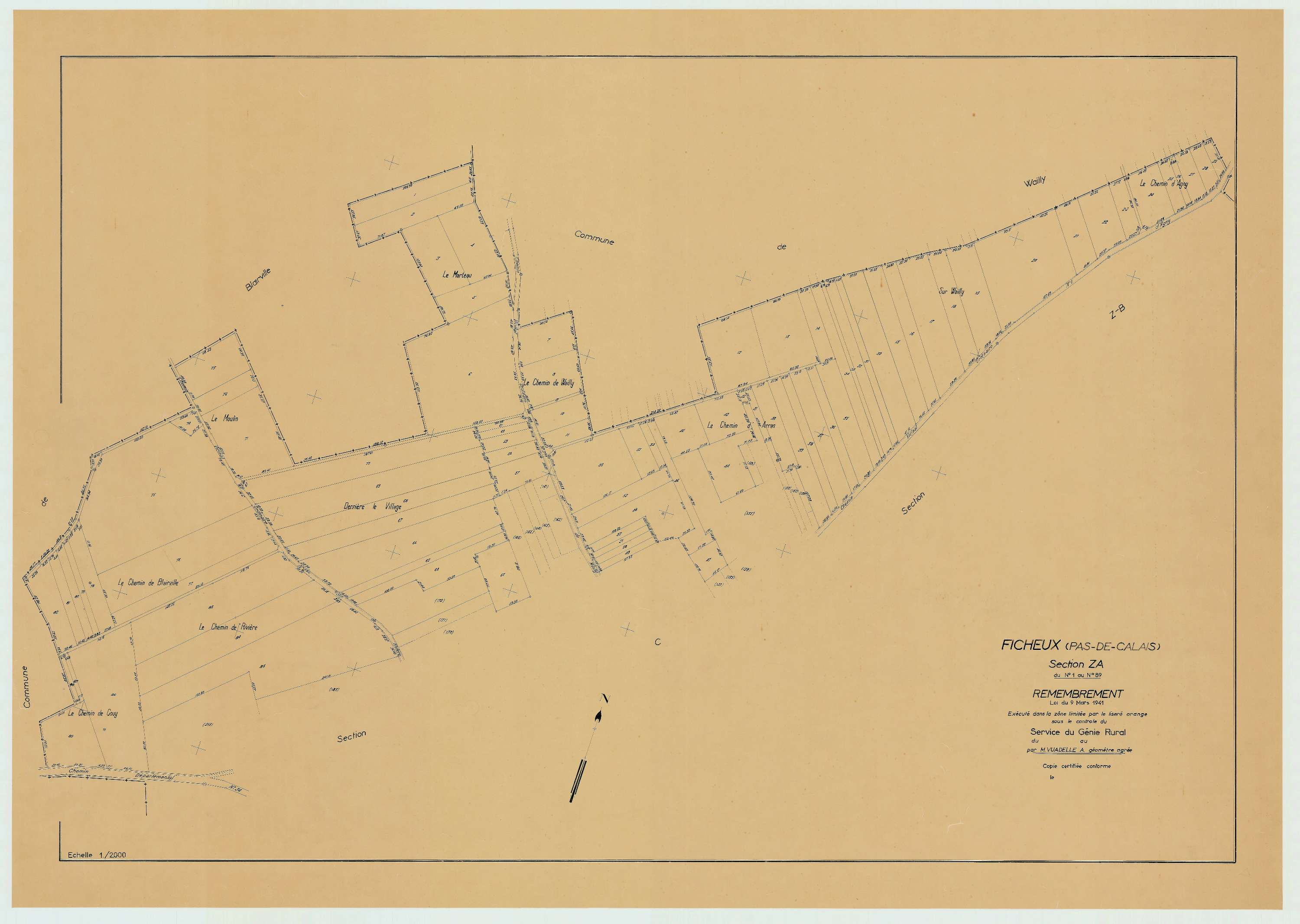 Ficheux - Plan de remembrement : section ZA.