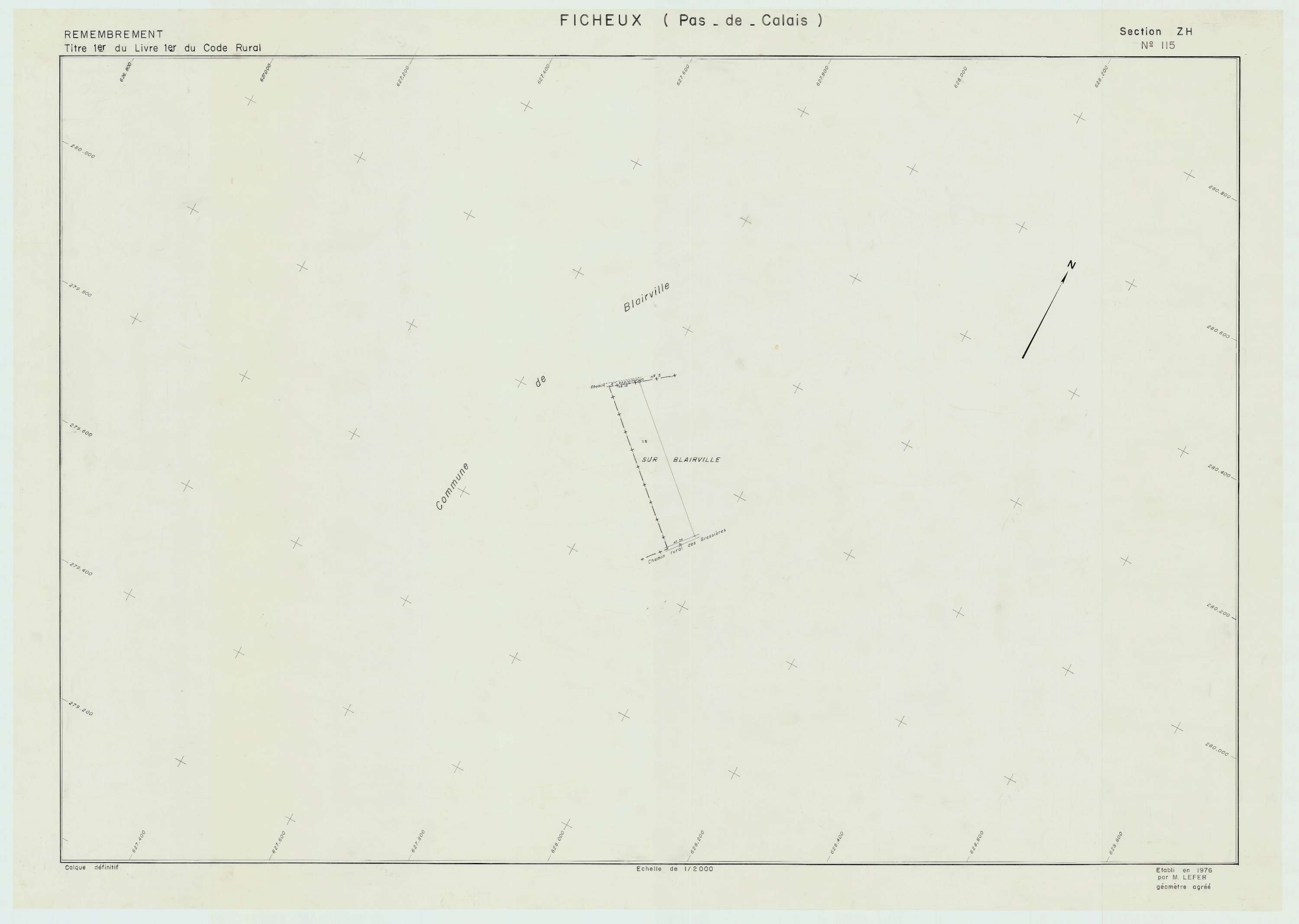 Ficheux - Plan de remembrement : section ZH.
