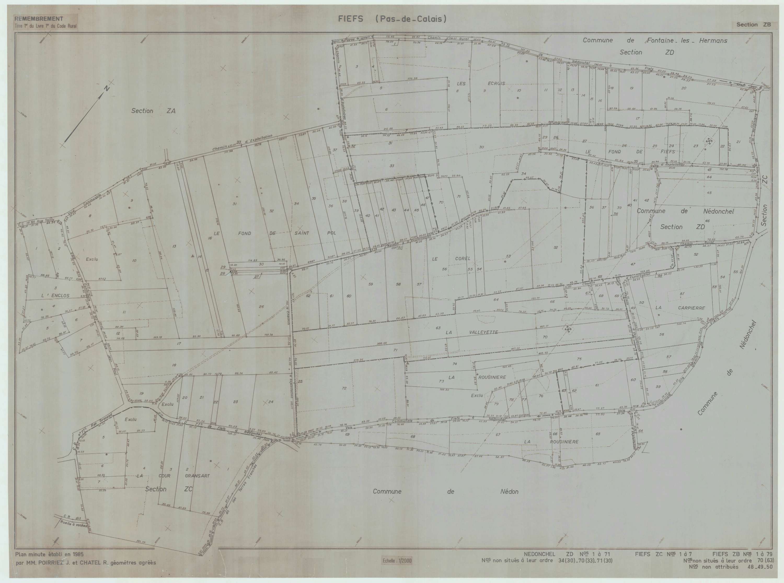 Fiefs - Plan de remembrement : section ZB.