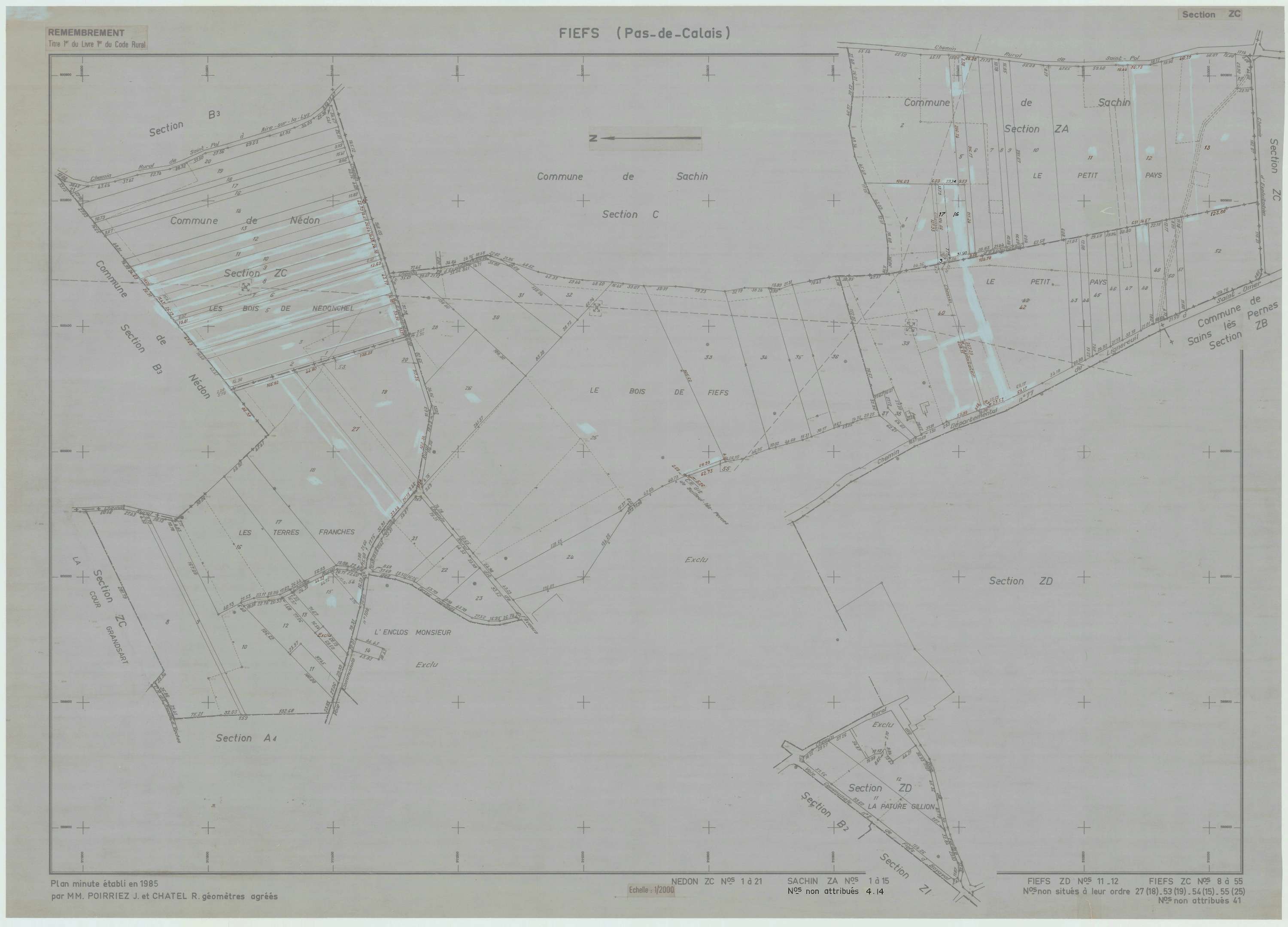 Fiefs - Plan de remembrement : section ZC.