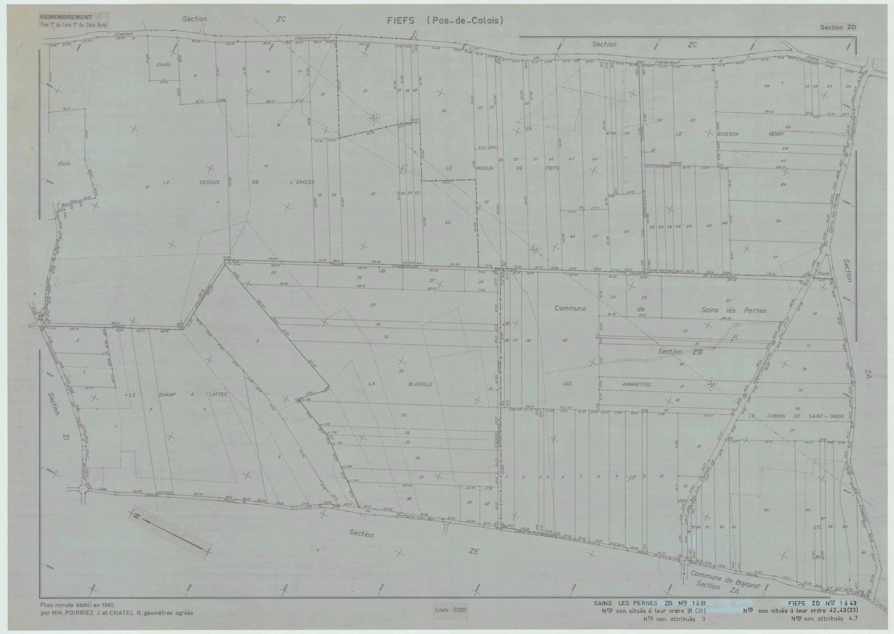 Fiefs - Plan de remembrement : section ZD.