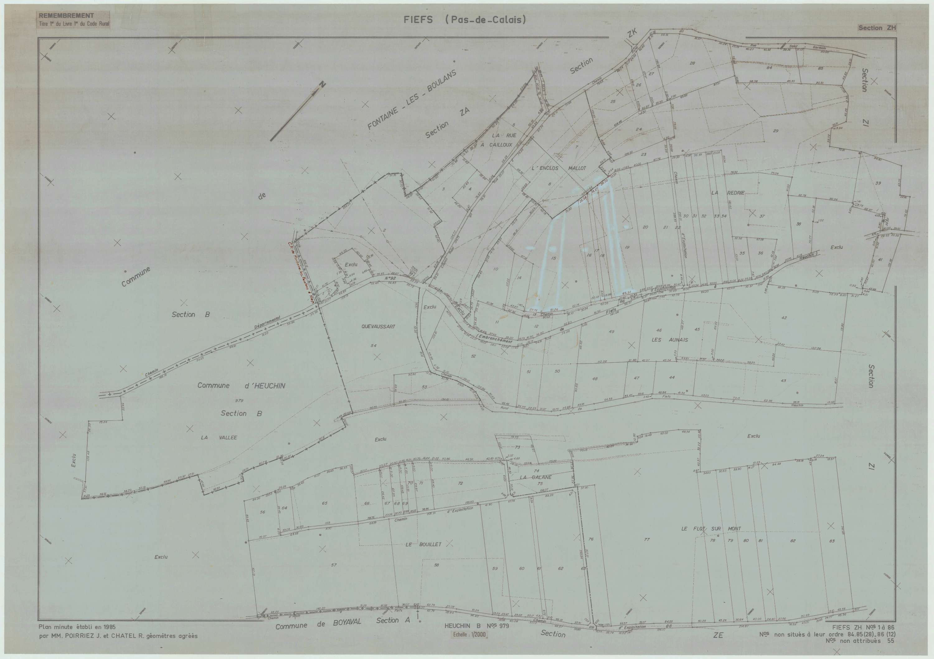 Fiefs - Plan de remembrement : section ZH.