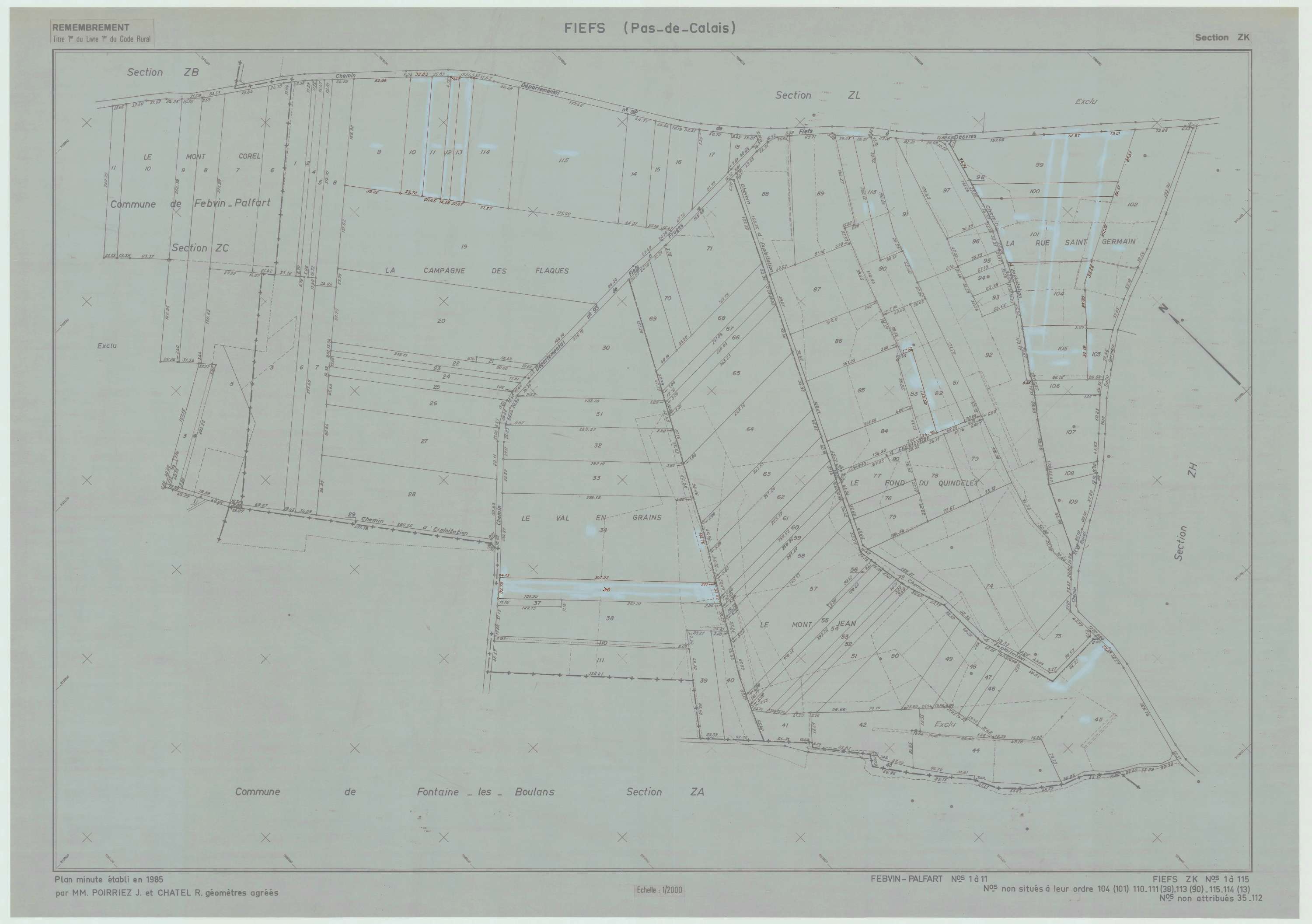 Fiefs - Plan de remembrement : section ZK.