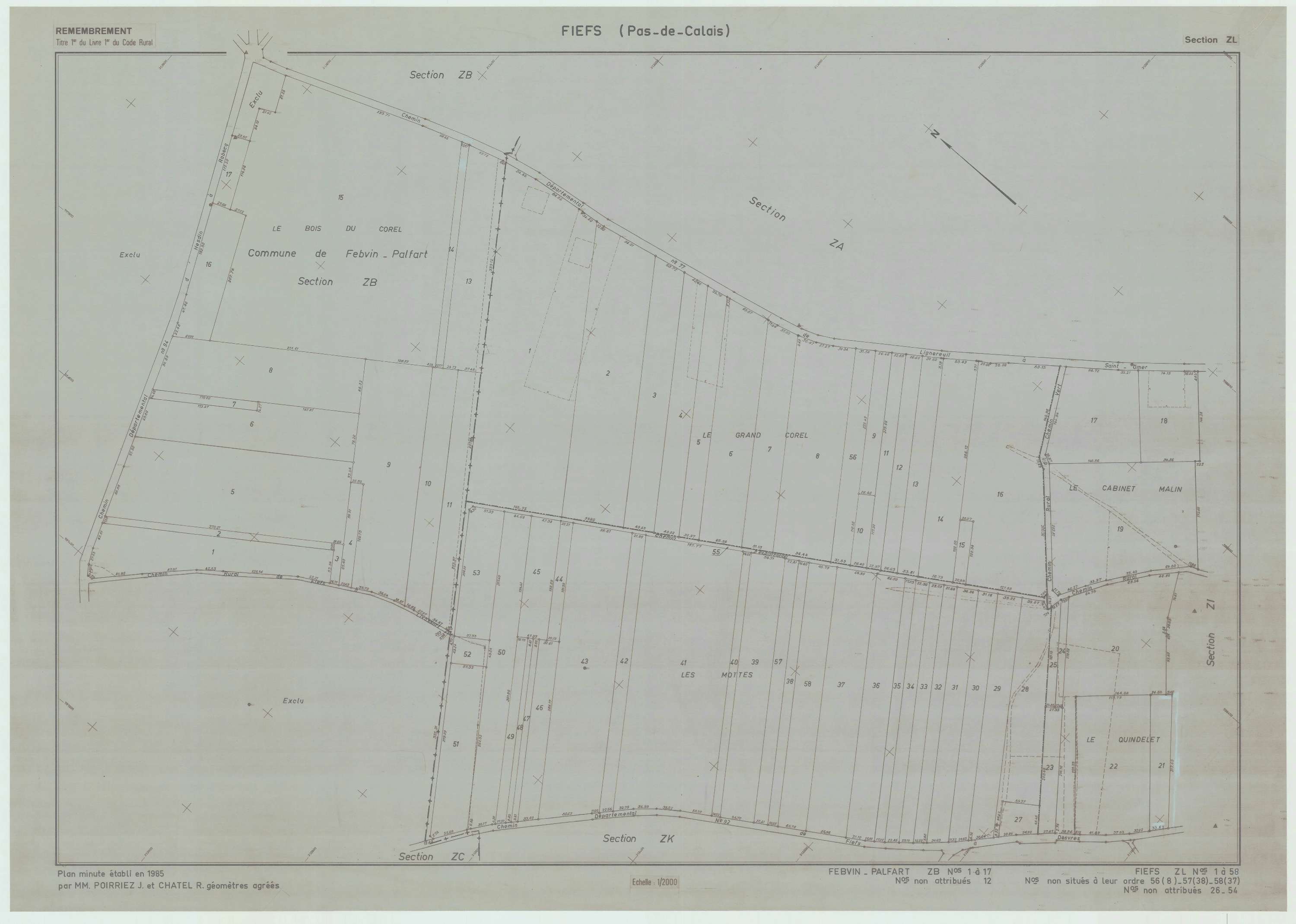 Fiefs - Plan de remembrement : section ZL.