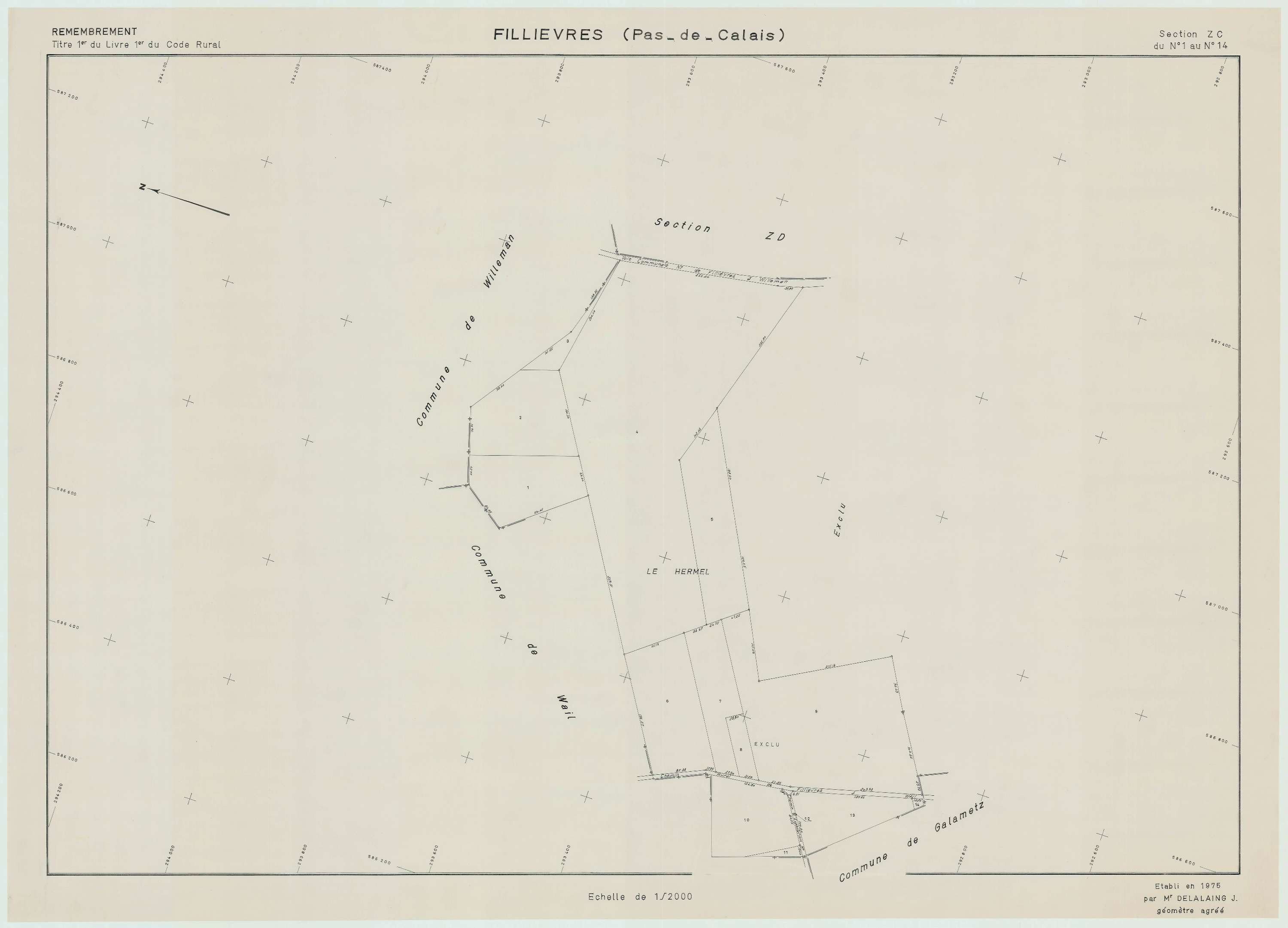 Fillièvres - Plan de remembrement : section ZC.