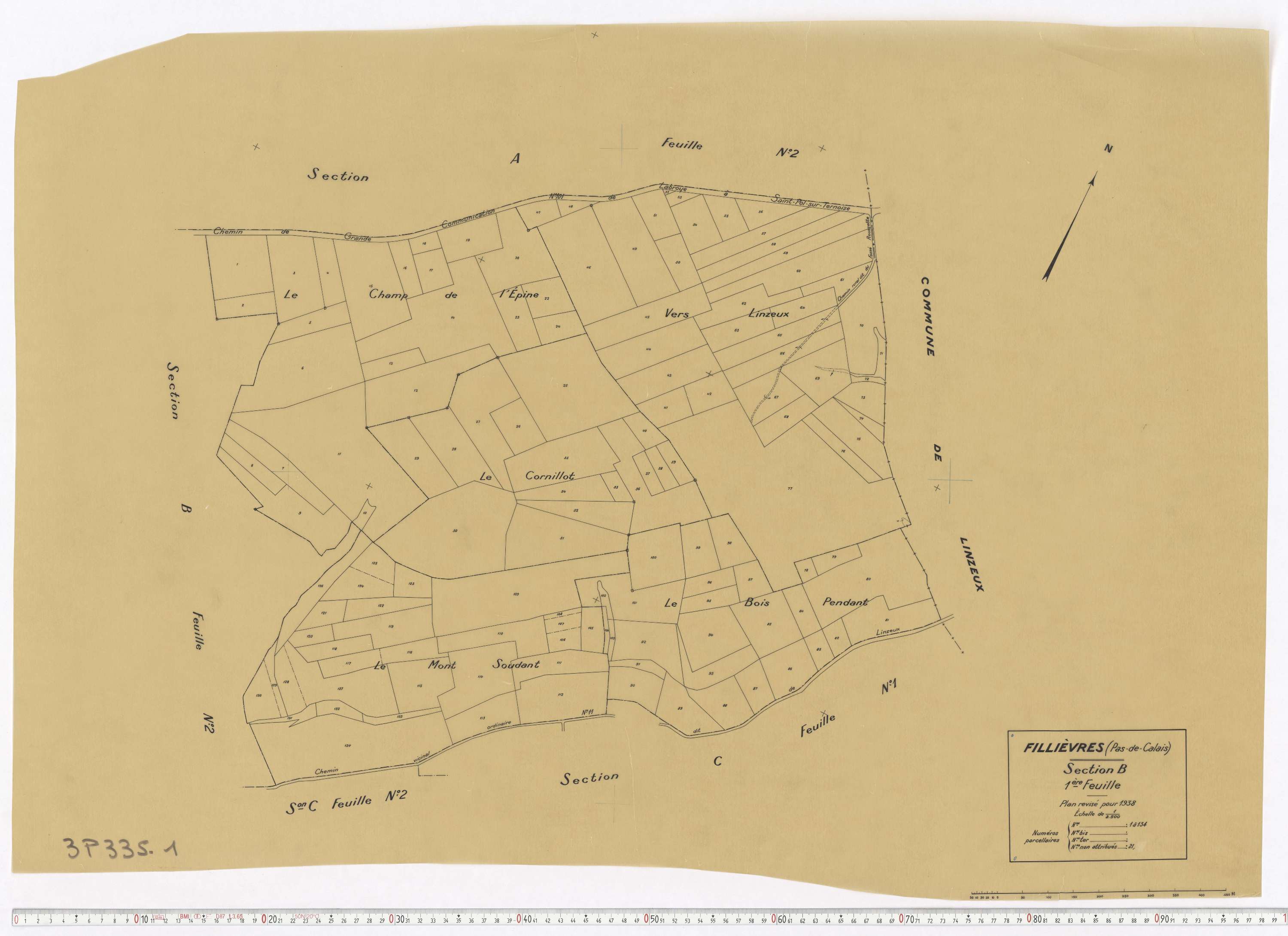 Fillièvres - Section B, feuille 1.