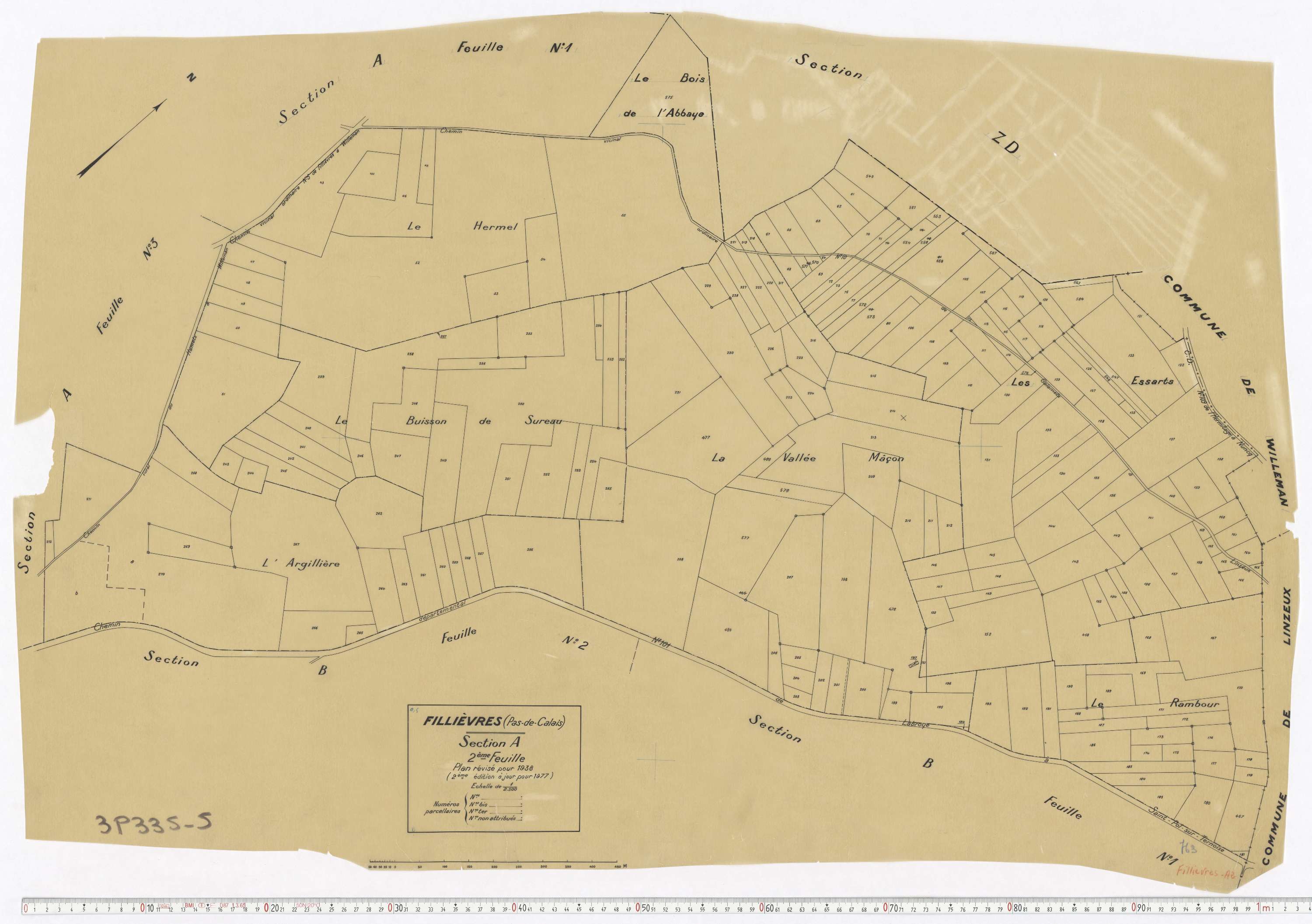Fillièvres - Section A, feuille 2.