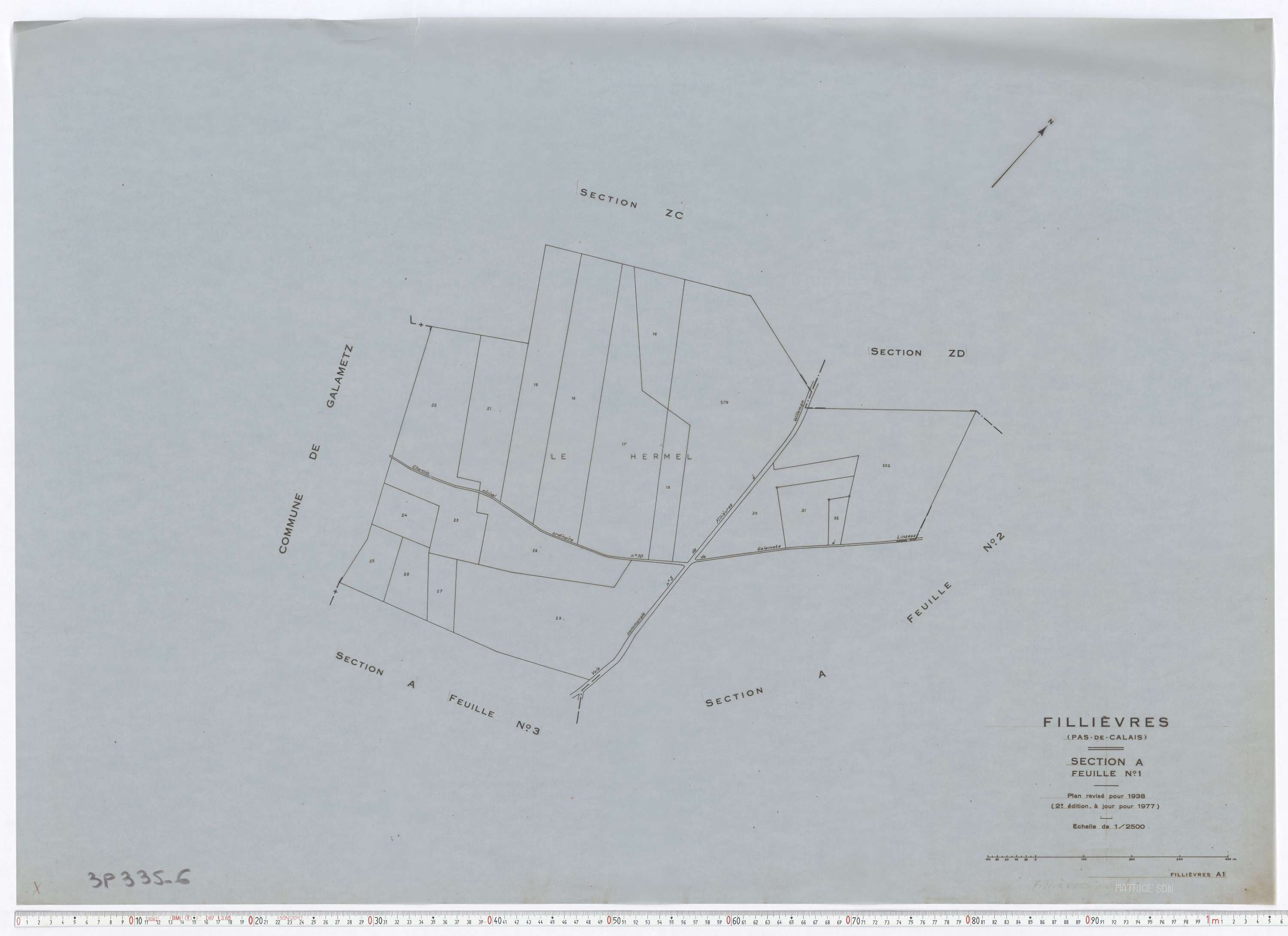 Fillièvres - Section A, feuille 1.