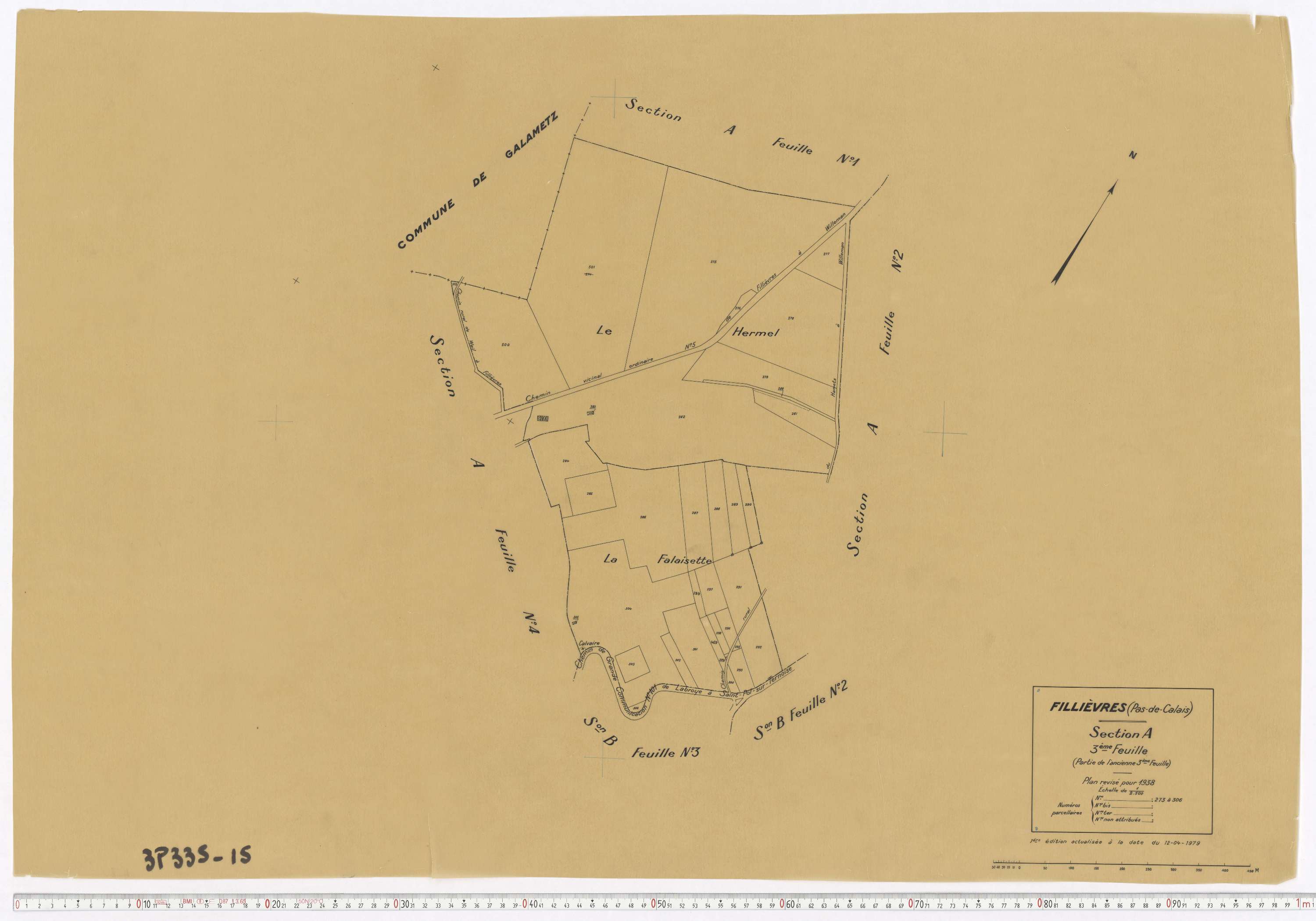 Fillièvres - Section A, feuille 3.