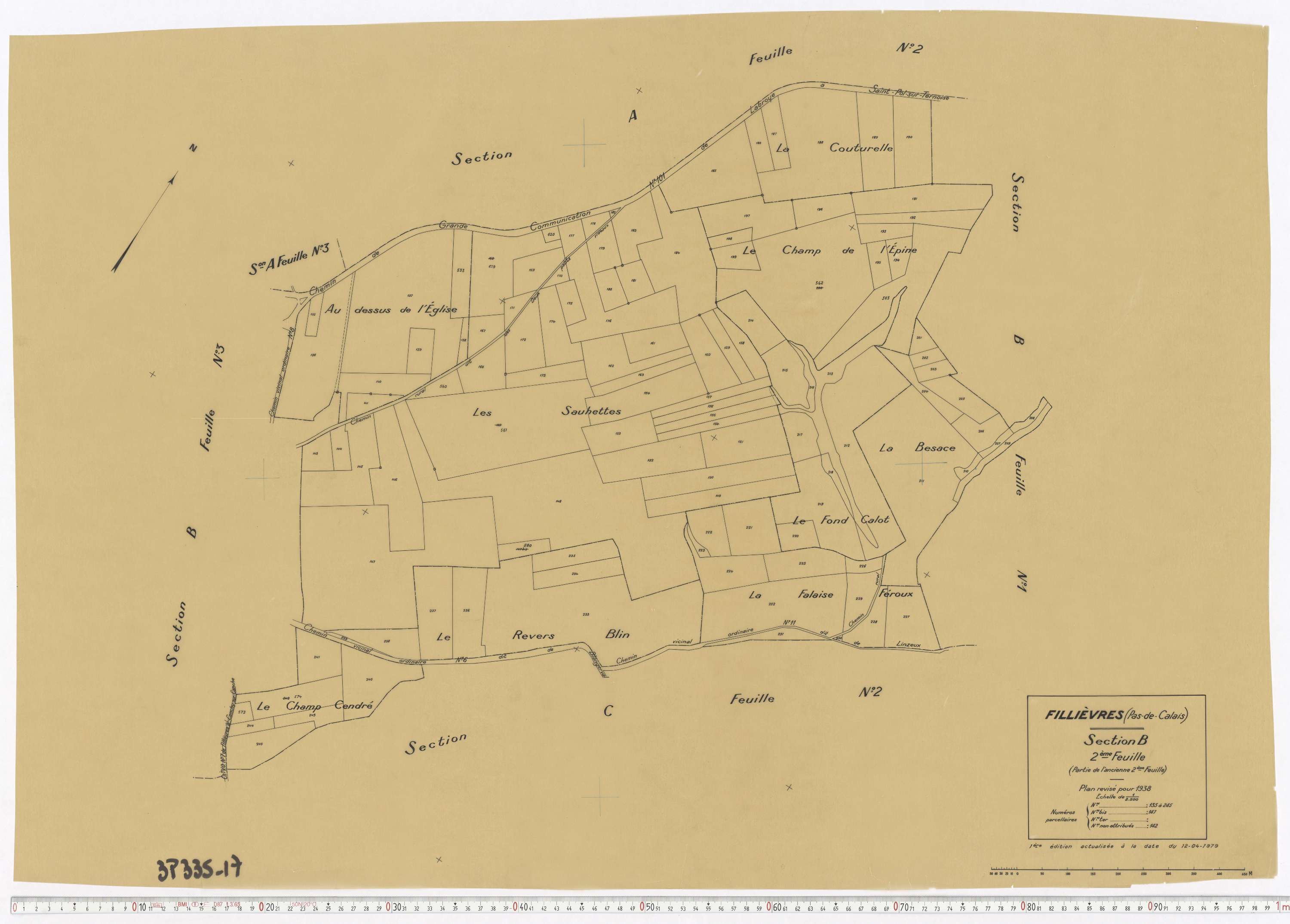 Fillièvres - Section B, feuille 2.