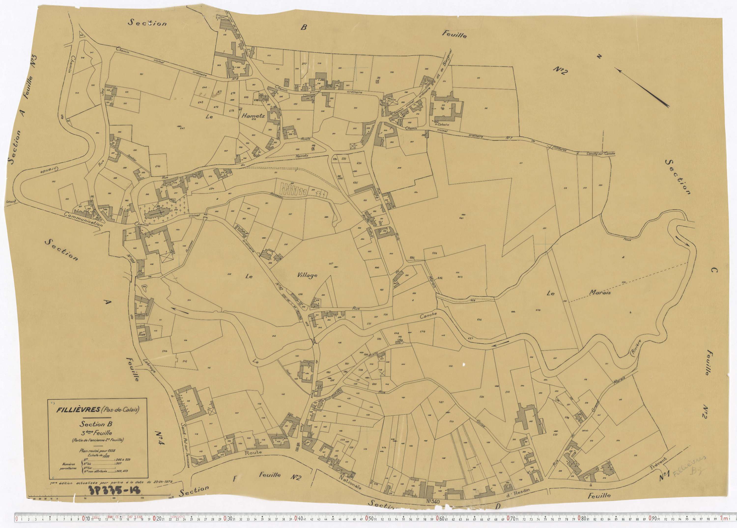 Fillièvres - Section B, feuille 3.