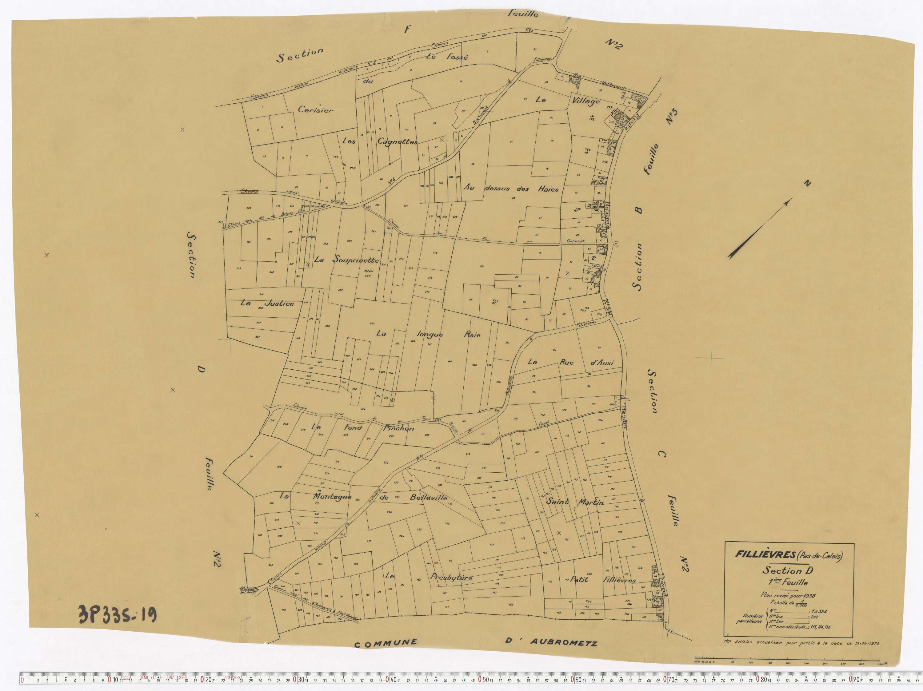 Fillièvres - Section D, feuille 1.