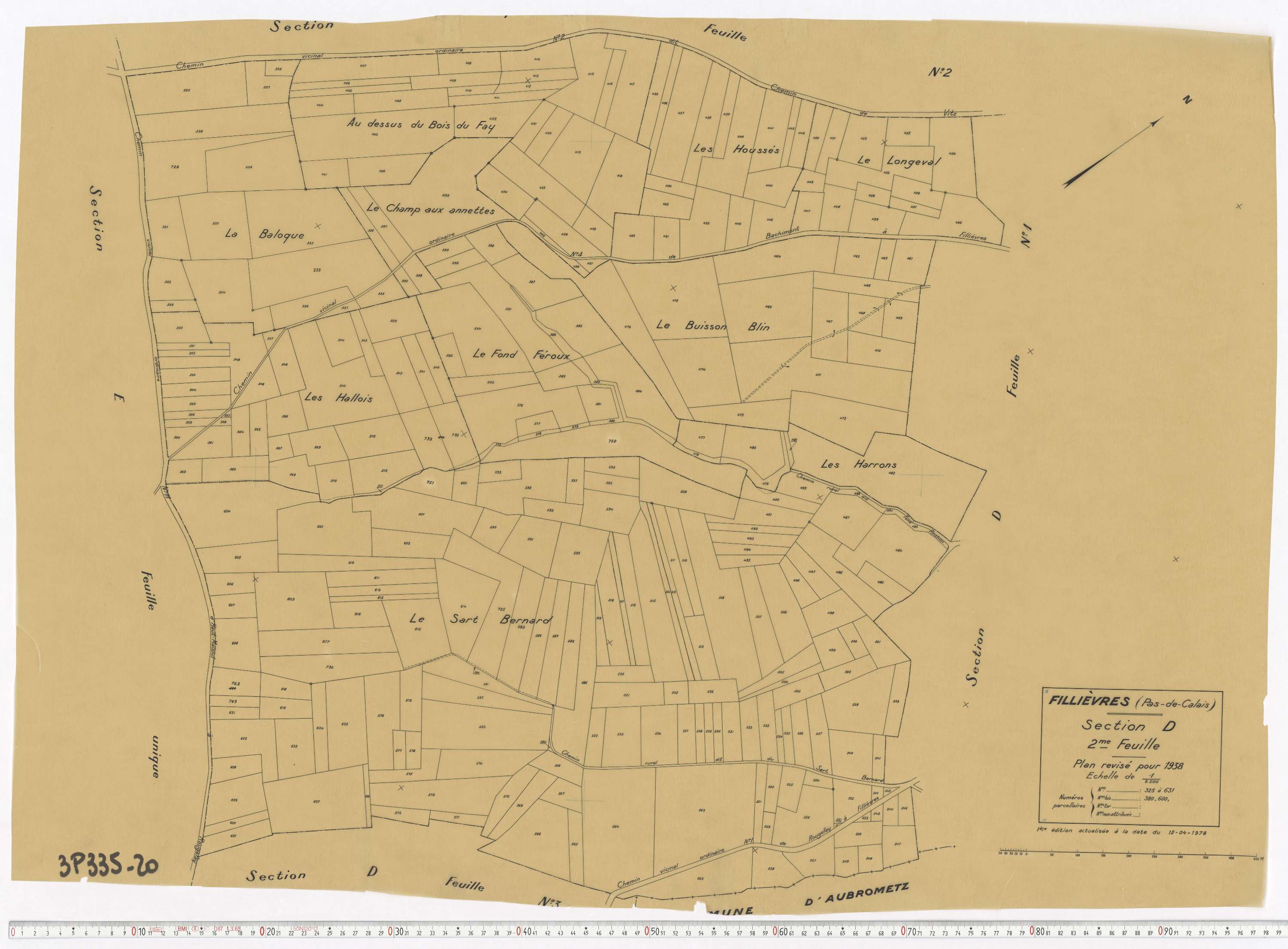 Fillièvres - Section D, feuille 2.