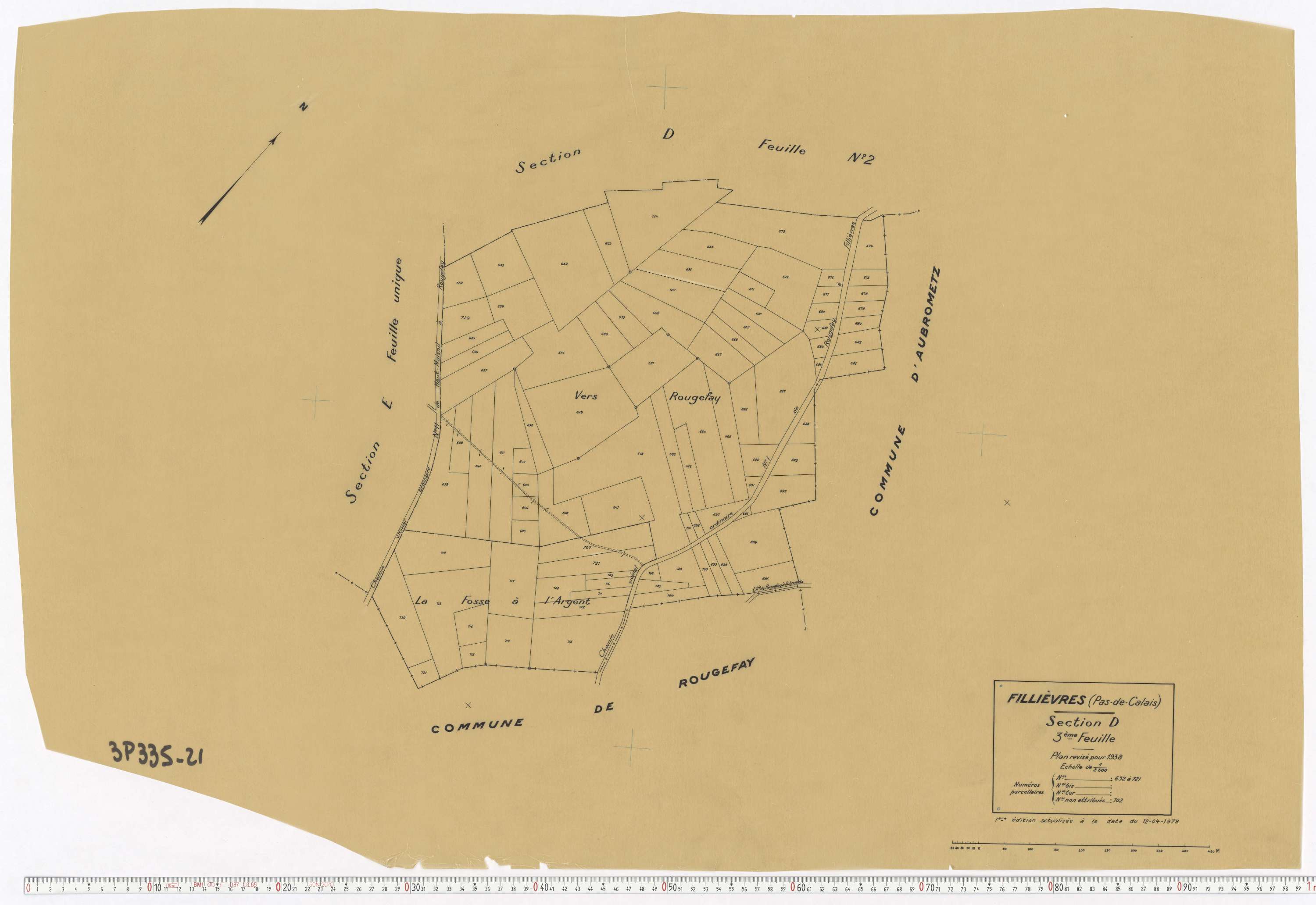 Fillièvres - Section D, feuille 3.