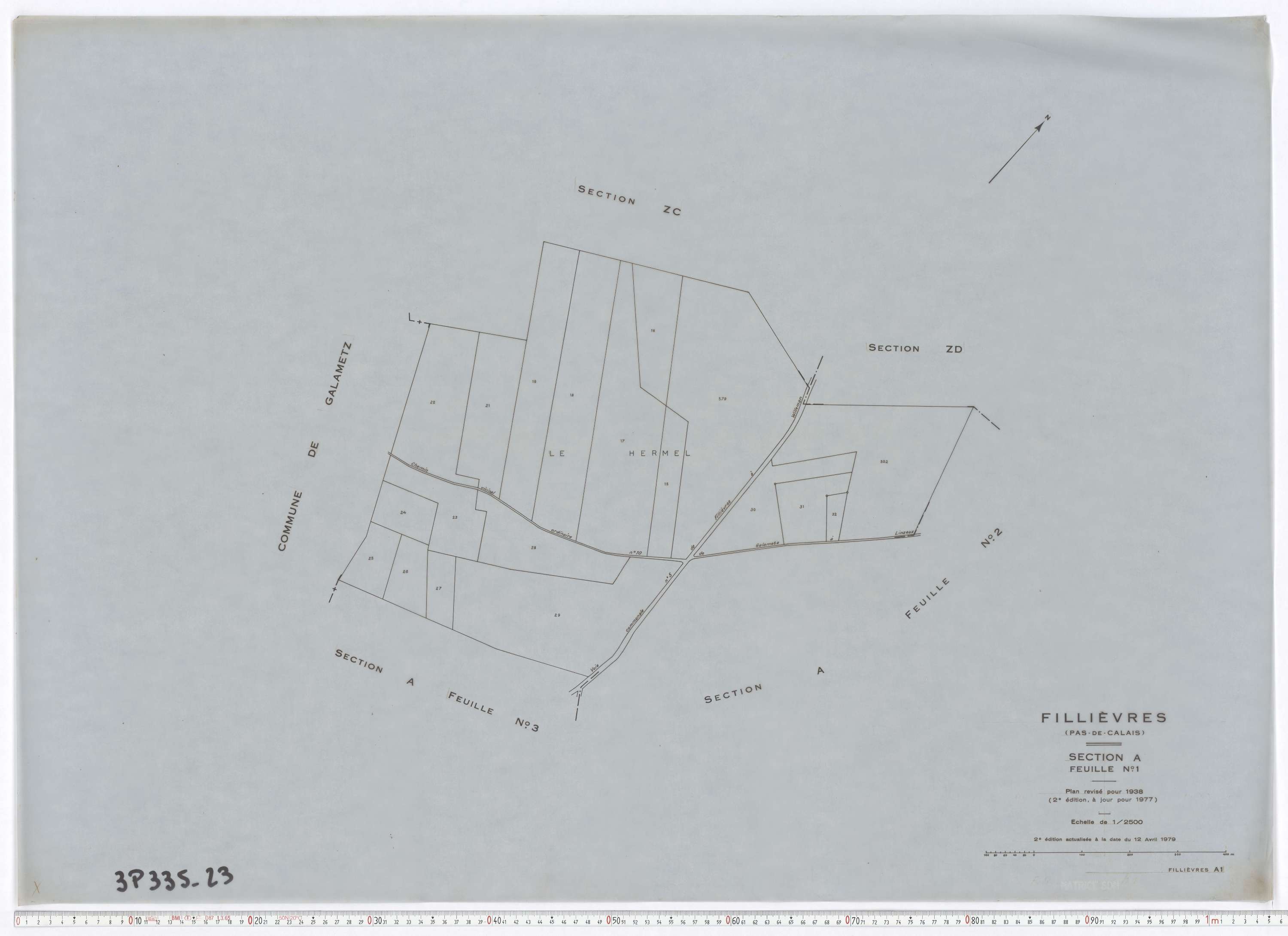 Fillièvres - Section A, feuille 1.