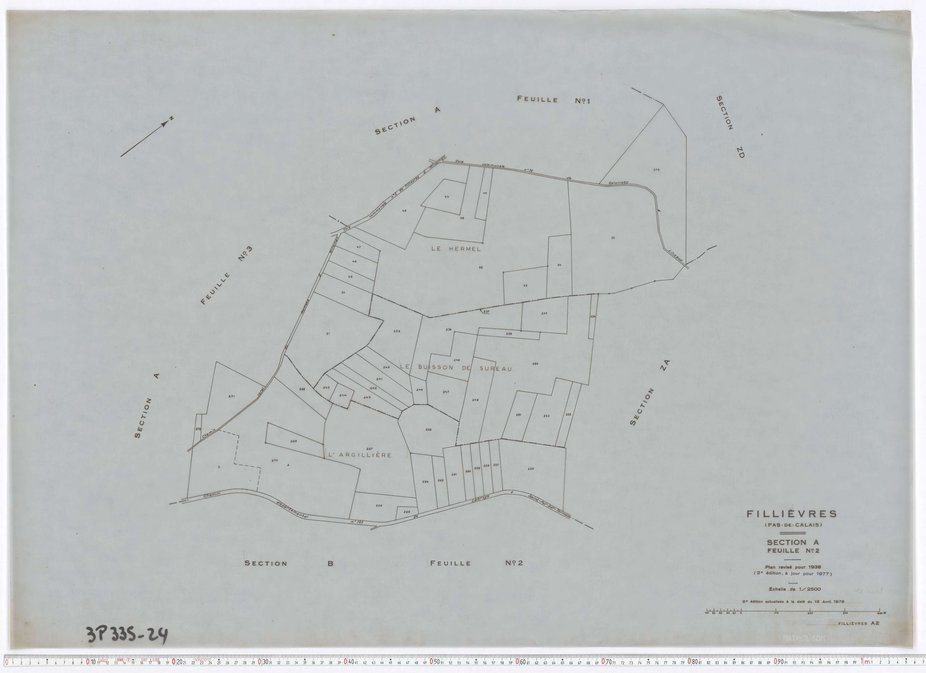 Fillièvres - Section A, feuille 2.