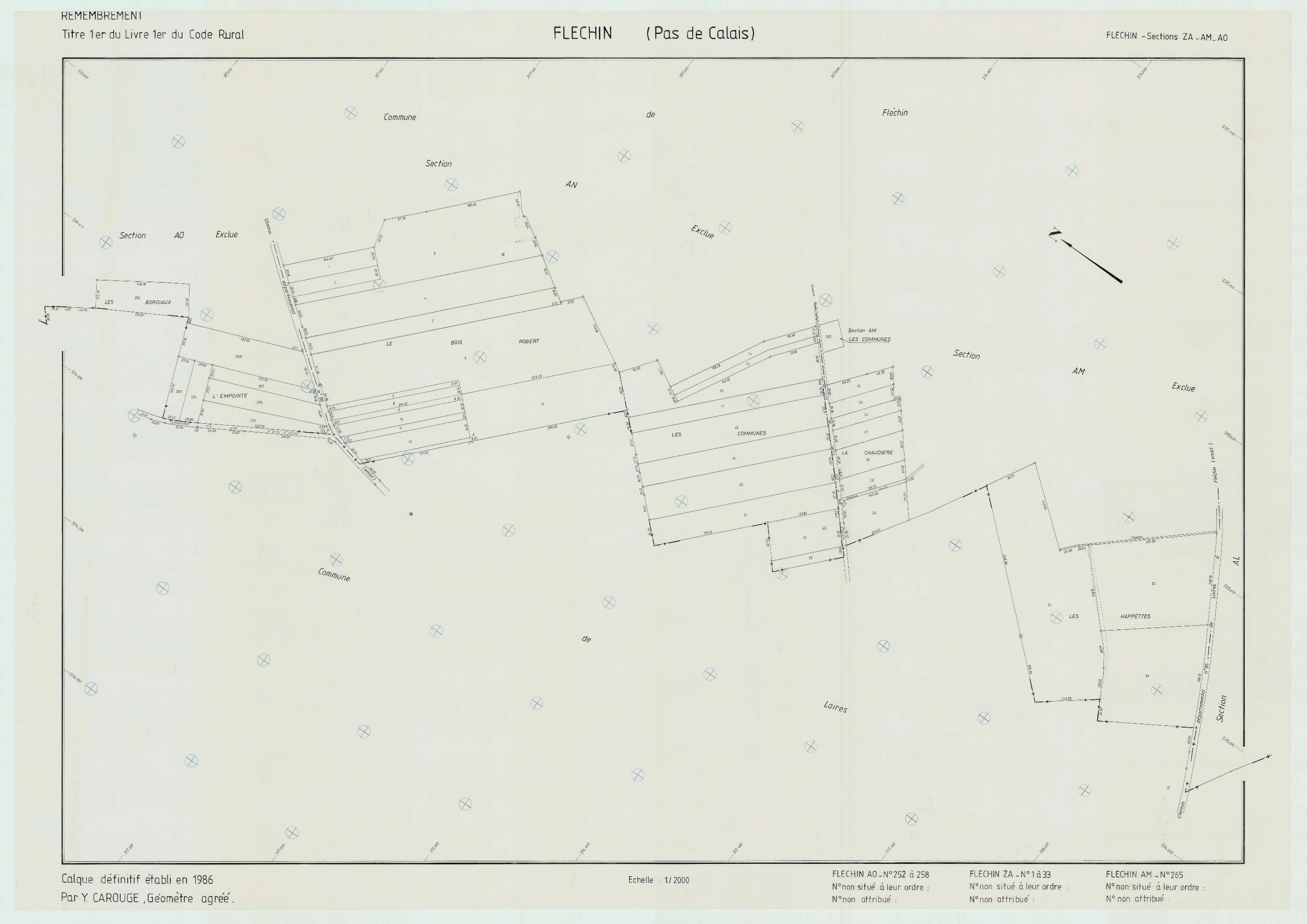 Fléchin - Plan de remembrement : section ZA.