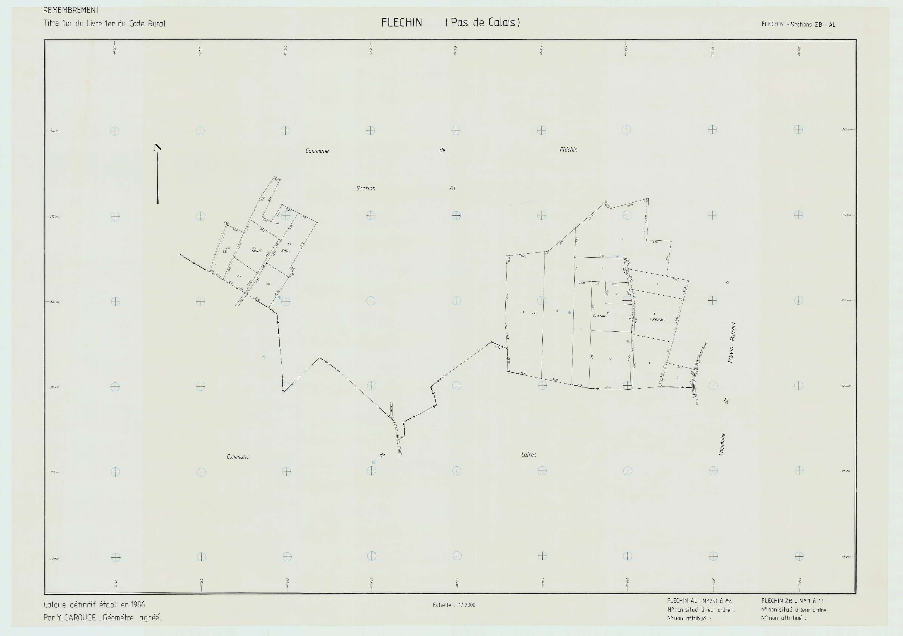 Fléchin - Plan de remembrement : section ZB.